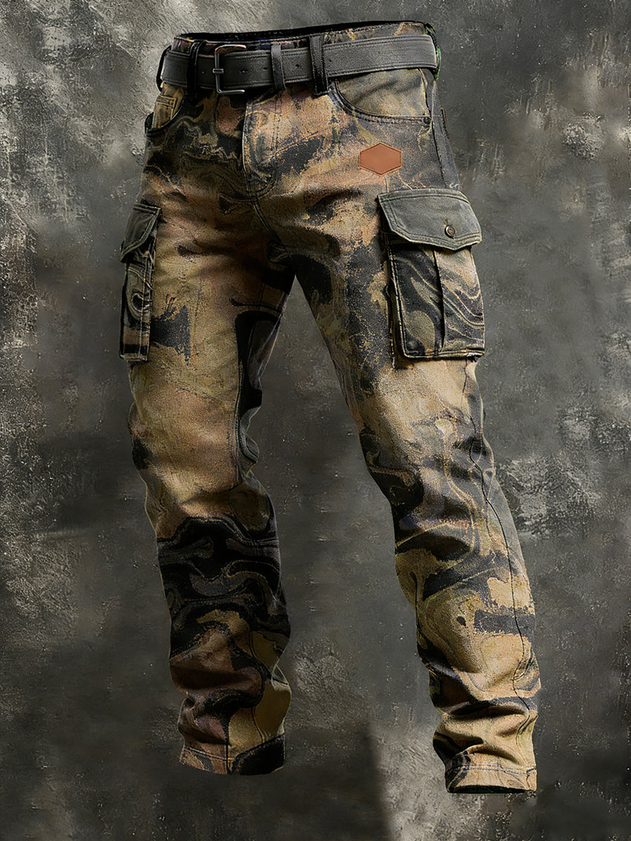 Męskie spodnie robocze retro styl biznesowy na co dzień