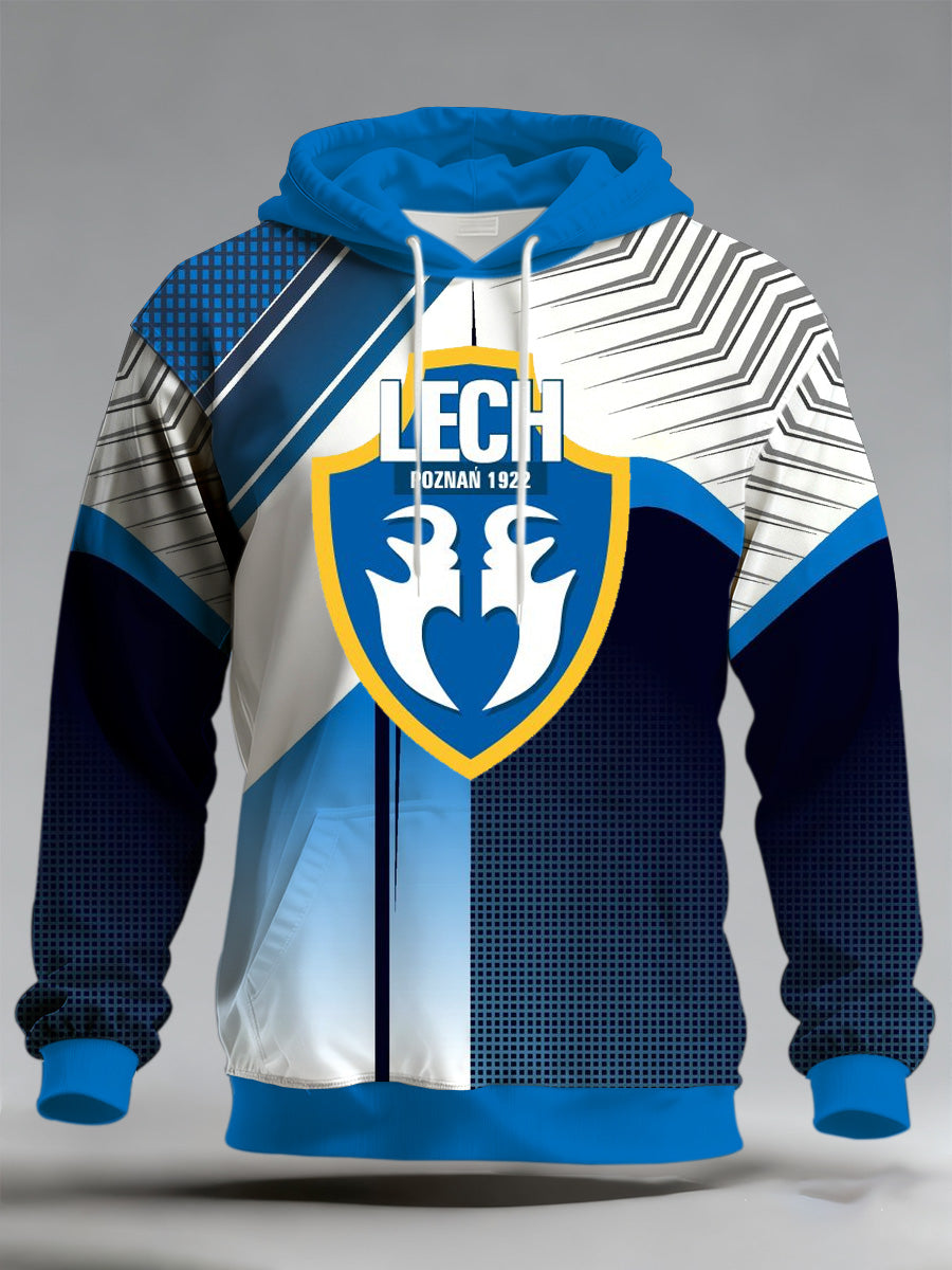 Męska polska bluza z kapturem Lech Poznań Piłka nożna Cheering Print Fan