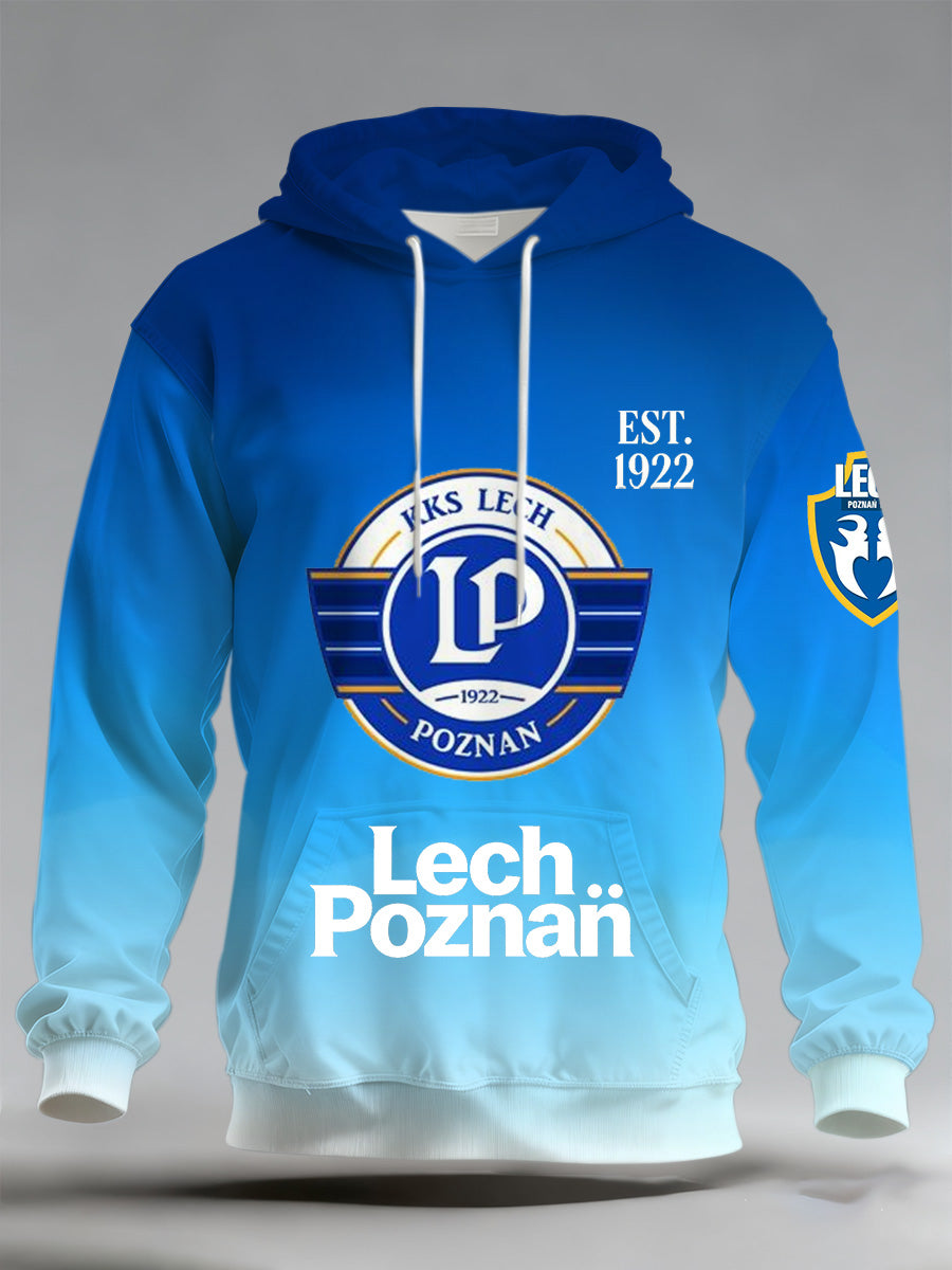 Męska polska bluza z kapturem Lech Poznań Piłka nożna Cheering Print Fan