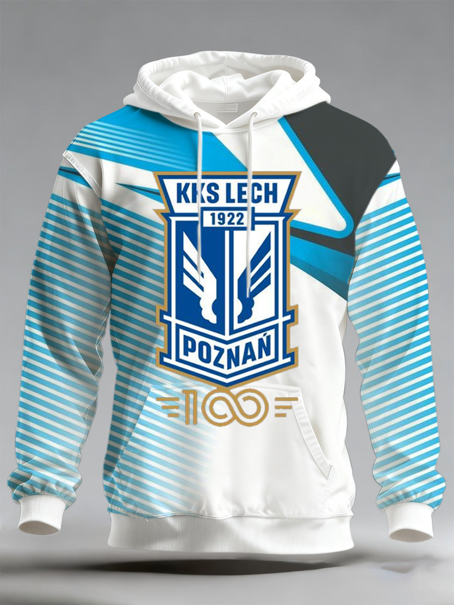 Męska polska bluza z kapturem Lech Poznań Piłka nożna Cheering Print Fan