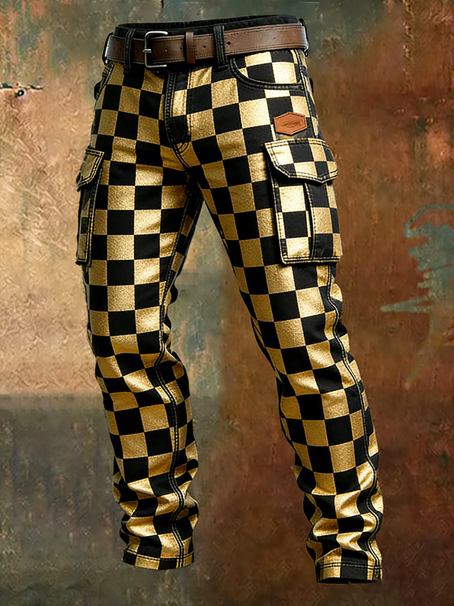Męskie spodnie robocze retro styl biznesowy na co dzień