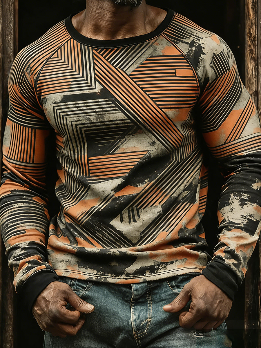Męski Vintage Business Abstract Art Casual Top