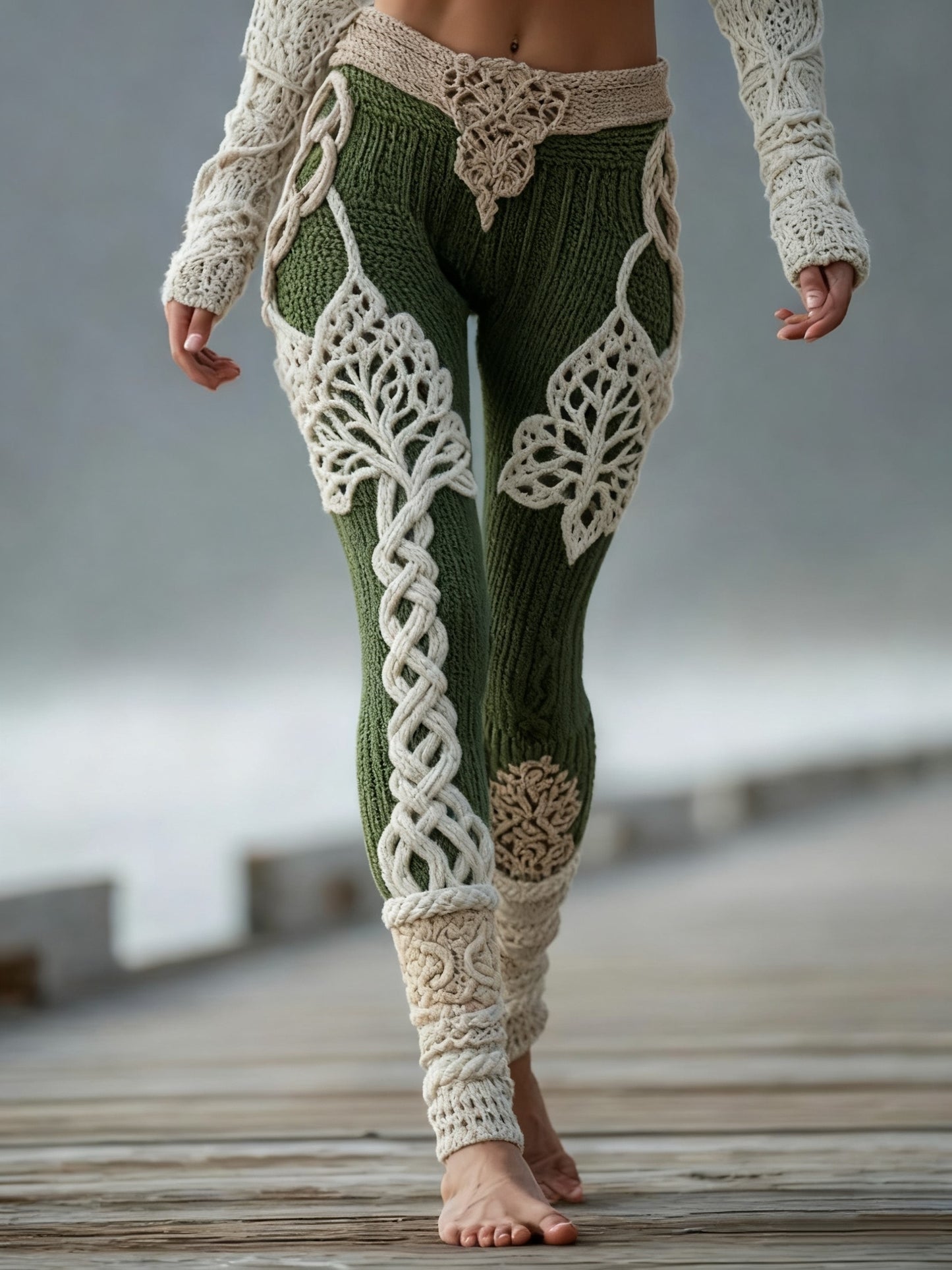 Damskie Vintage Viking Celtic Knot Drzewo Życia Gradient Sportowe Stretch Legginsy