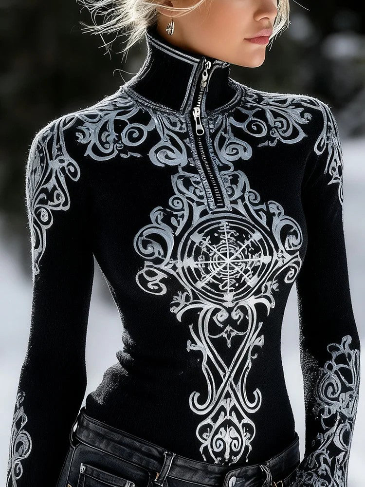 Damski sweter golfowy z dzianiny celtyckiej Viking