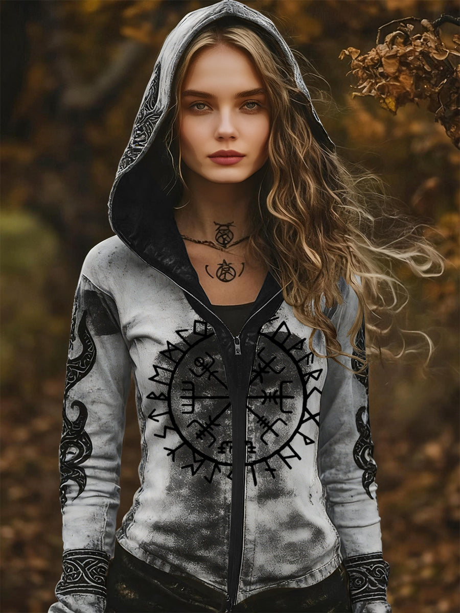 Damska kurtka z kapturem Vintage Viking Rune