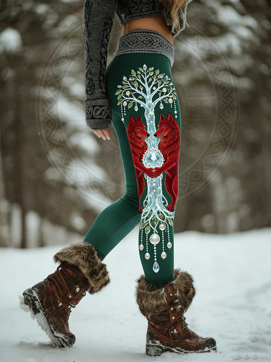 Damskie Retro Viking Celtic Art Wzór Atletyczne Stretch Legginsy