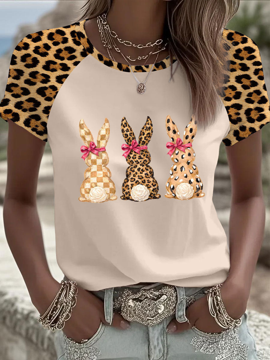 Damski Królik Art Print Casual T-Shirt