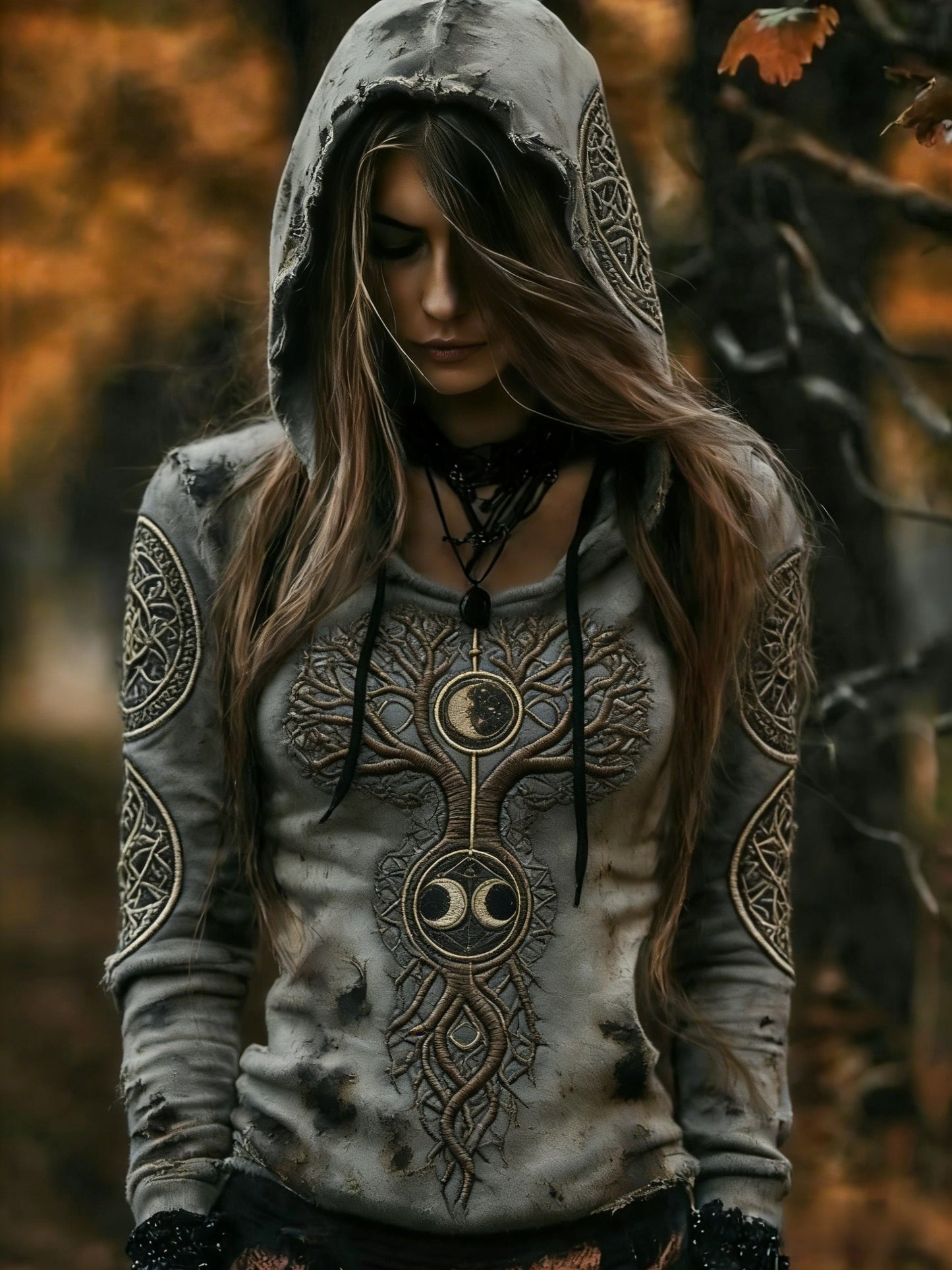 Damska bluza z kapturem Viking Celtic Knot Tree Of Life Art