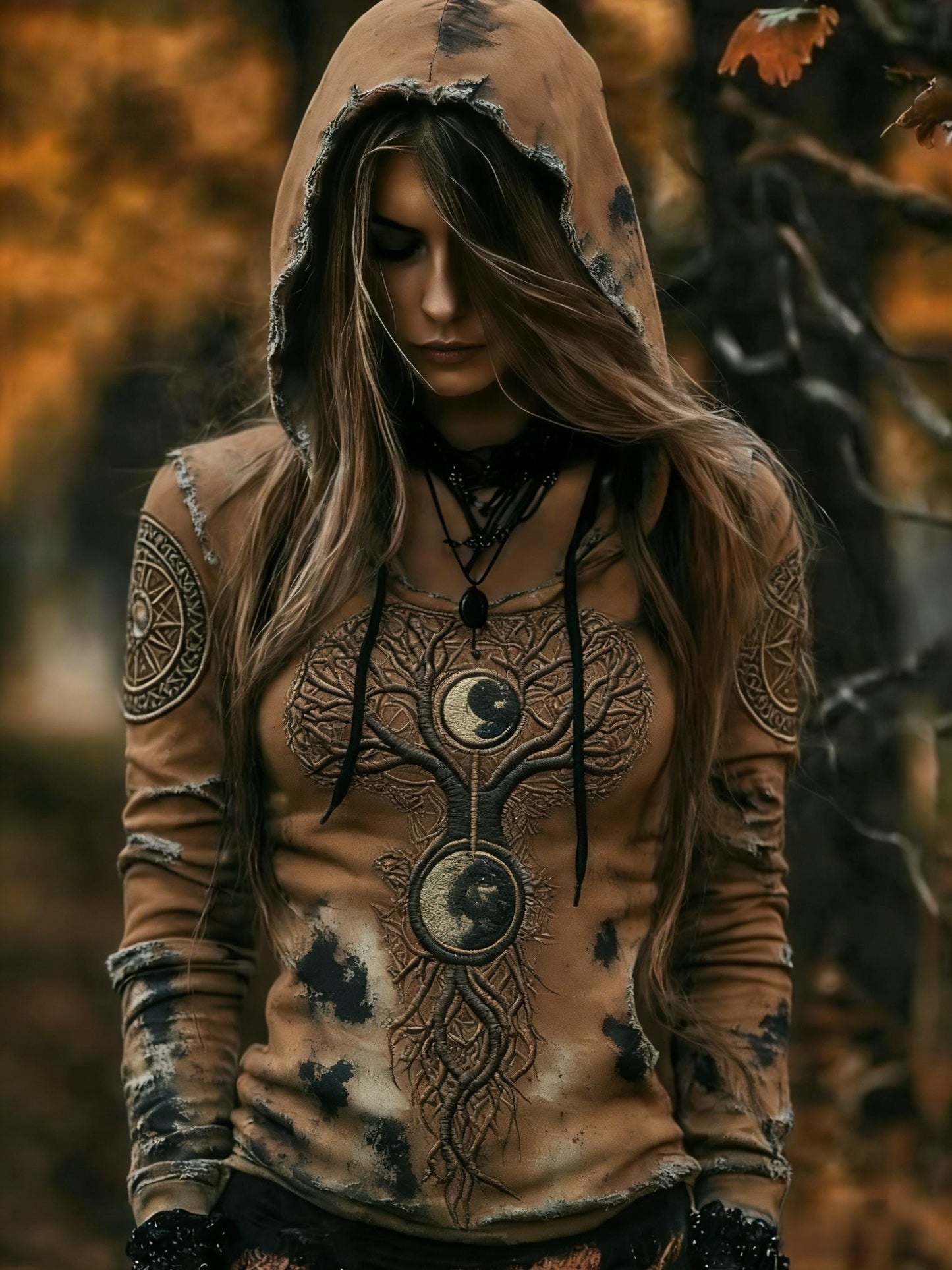 Damska bluza z kapturem Viking Celtic Knot Tree Of Life Art