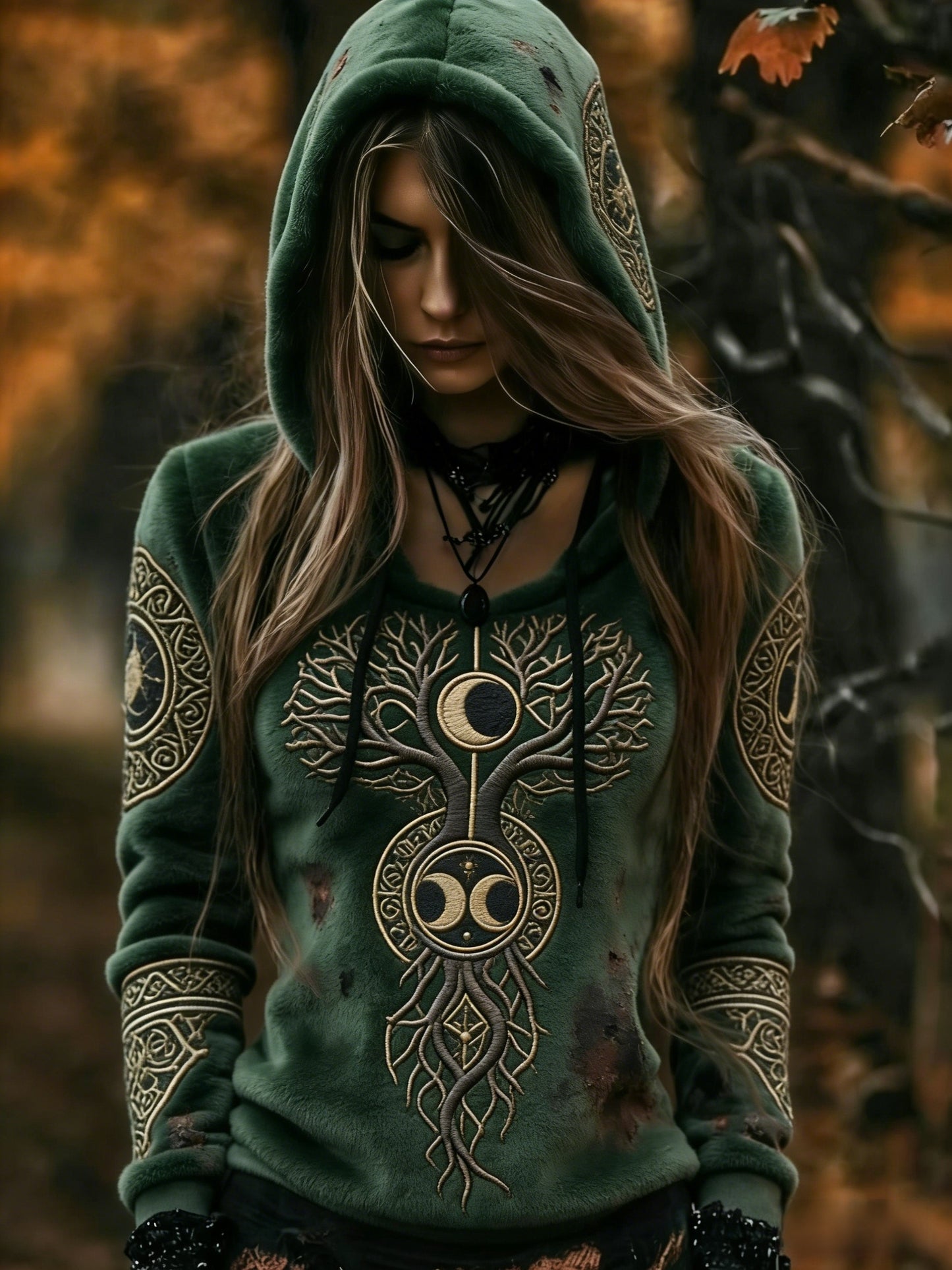 Damska bluza z kapturem Viking Celtic Knot Tree Of Life Art