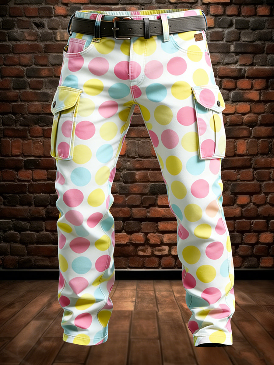 Męskie Retro Wakacje Biznesowe Polka Dot Art Nadruk Spodnie Odzież Robocza