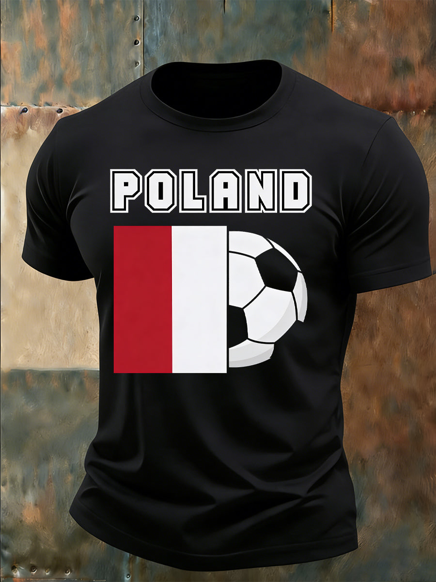 Męska koszulka z polską piłką nożną-nadruk tematyczny