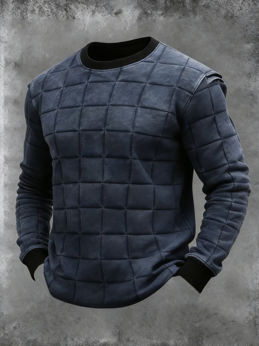 Męska bluza z dekoltem w stylu vintage Geometryczny wzór