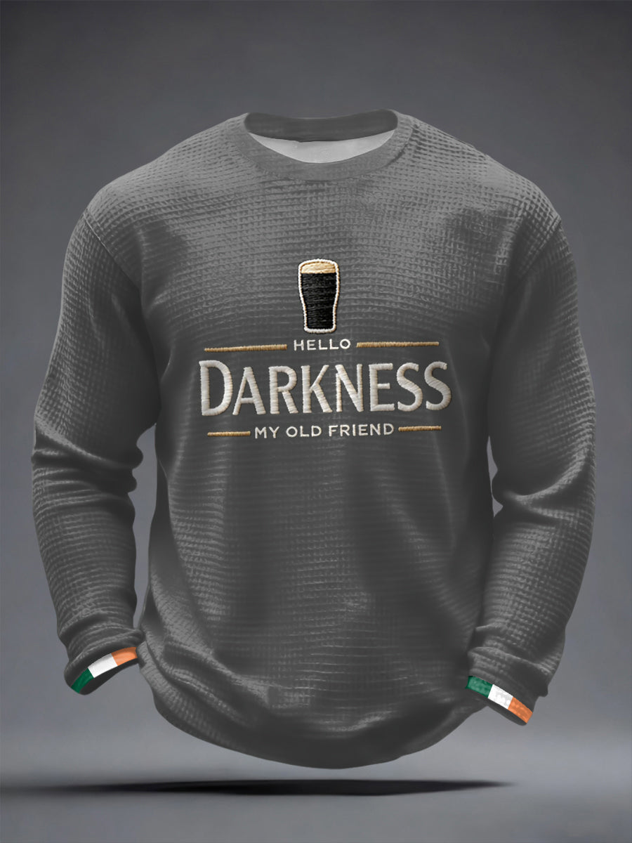 Męska koszulka z długim rękawem Hello Darkness My Old Friend Waffle