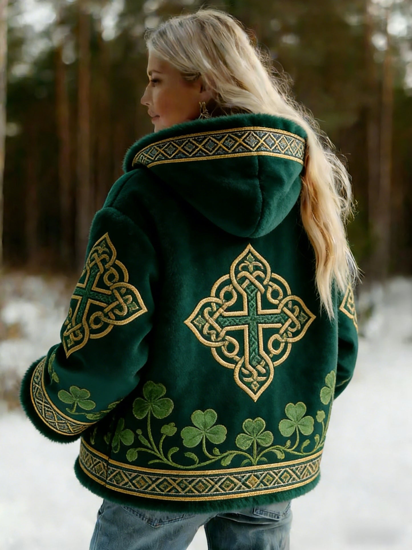 Damski Retro Viking Celtic Knot Nordic Style Casual Kurtka z kapturem