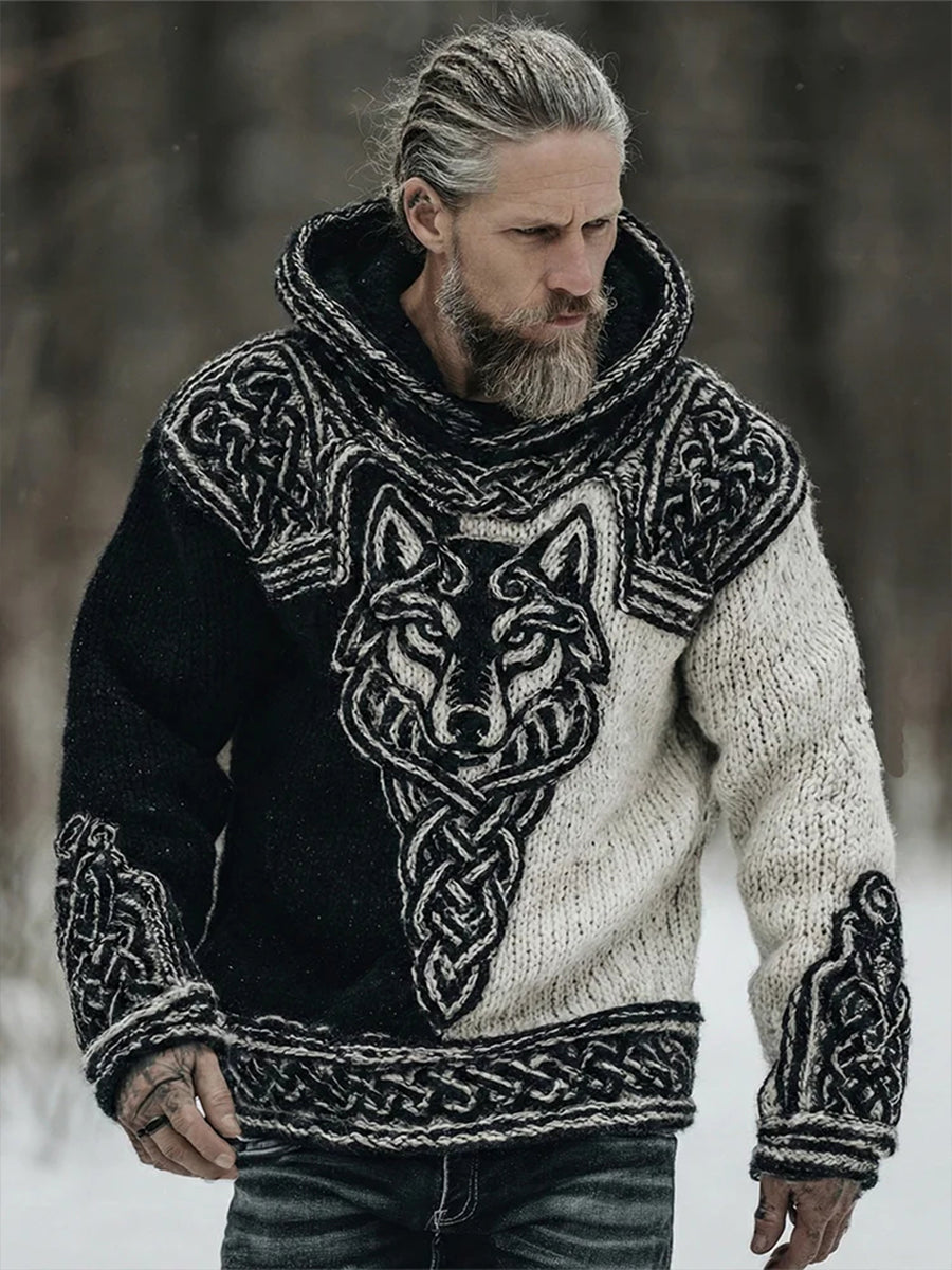Męska bluza z kapturem w stylu wikingów