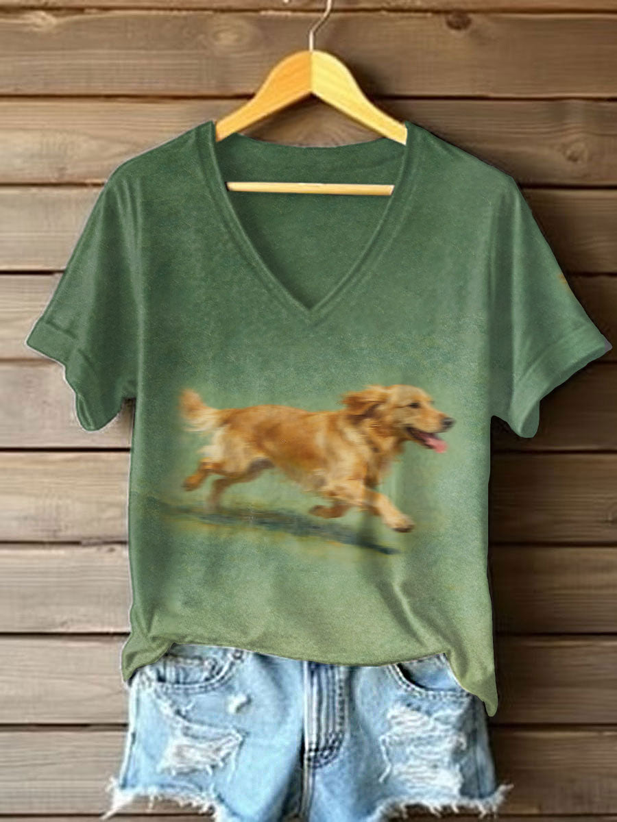Damska koszulka Golden Retriever Print Casual