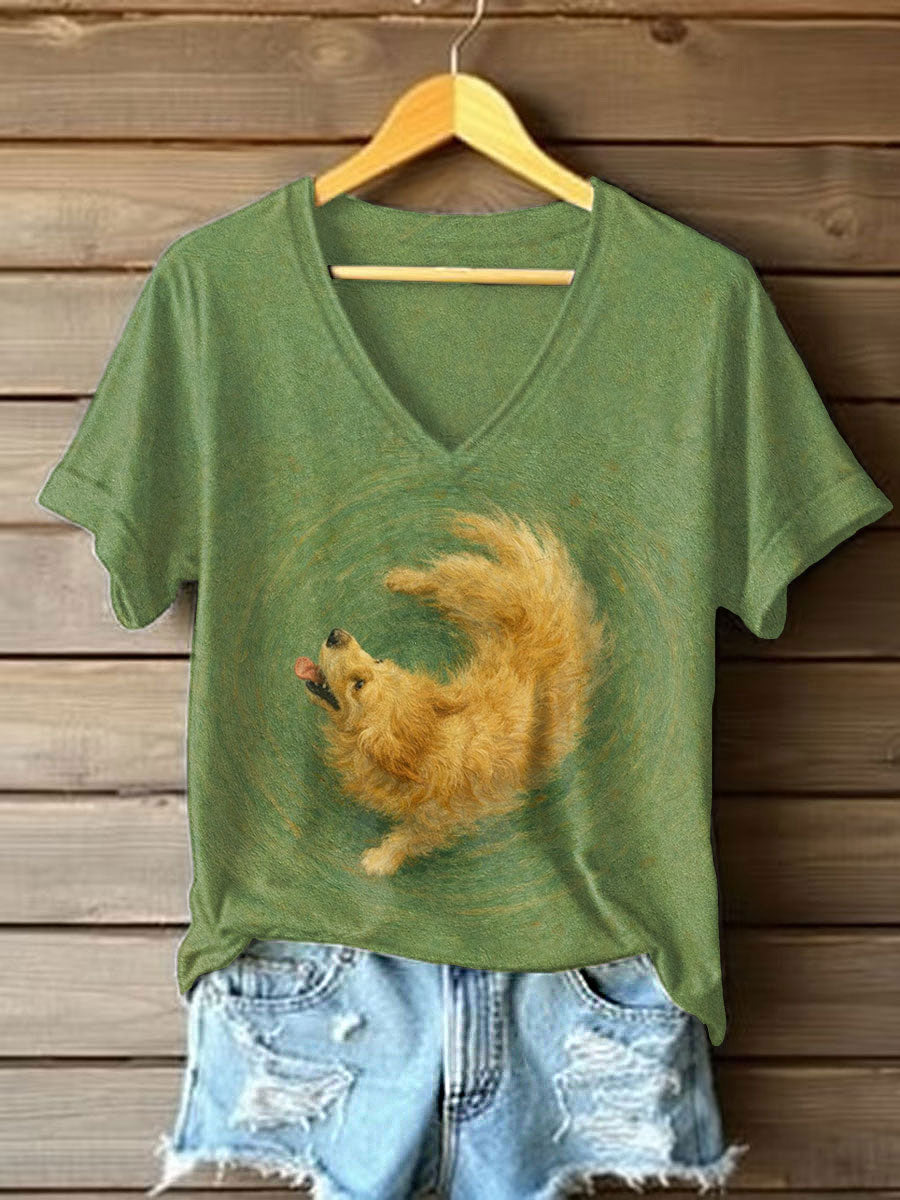 Damska koszulka Golden Retriever Print Casual