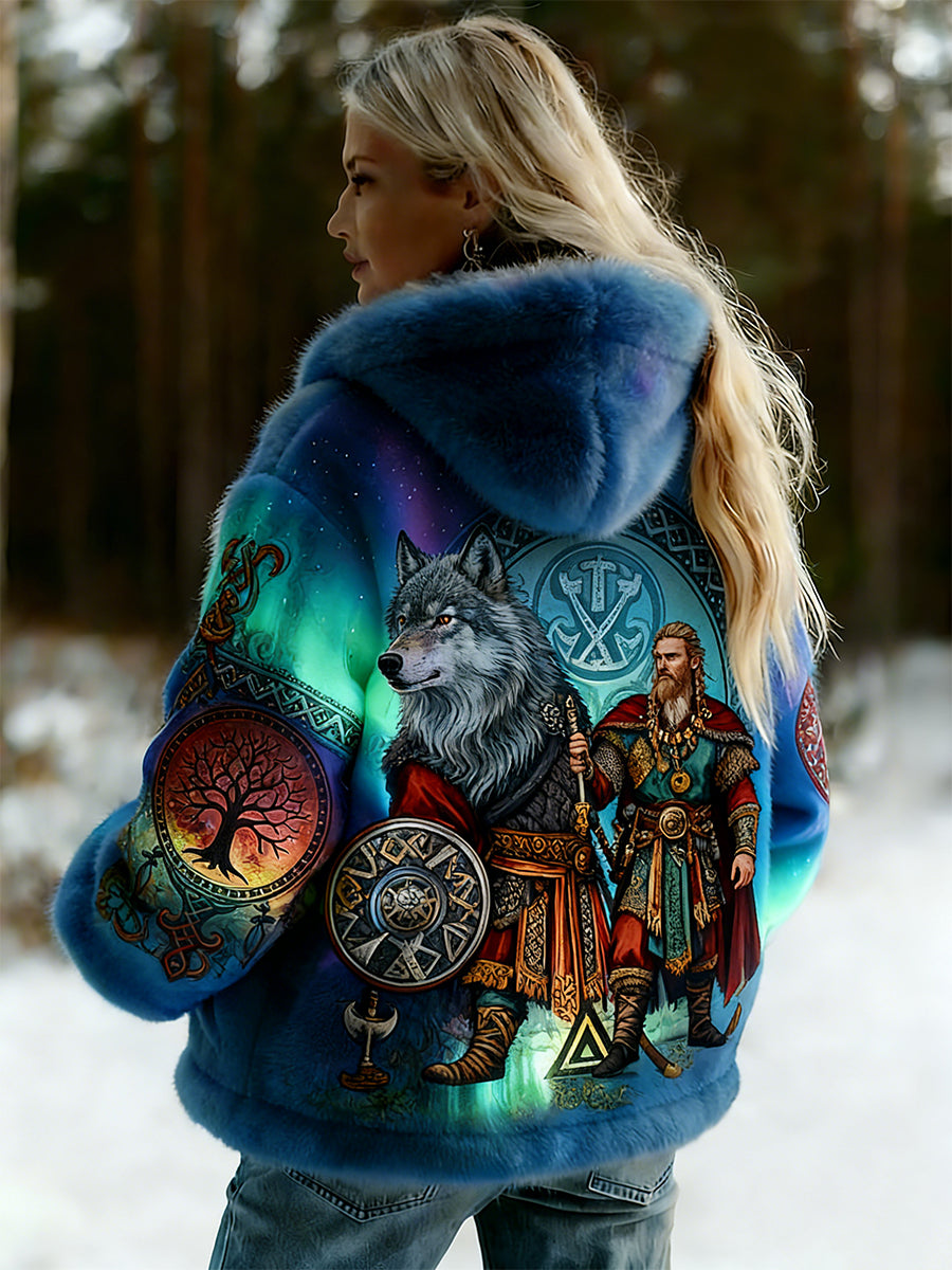 Damska kurtka z flanelowym wzorem Viking w stylu celtyckim w stylu vintage