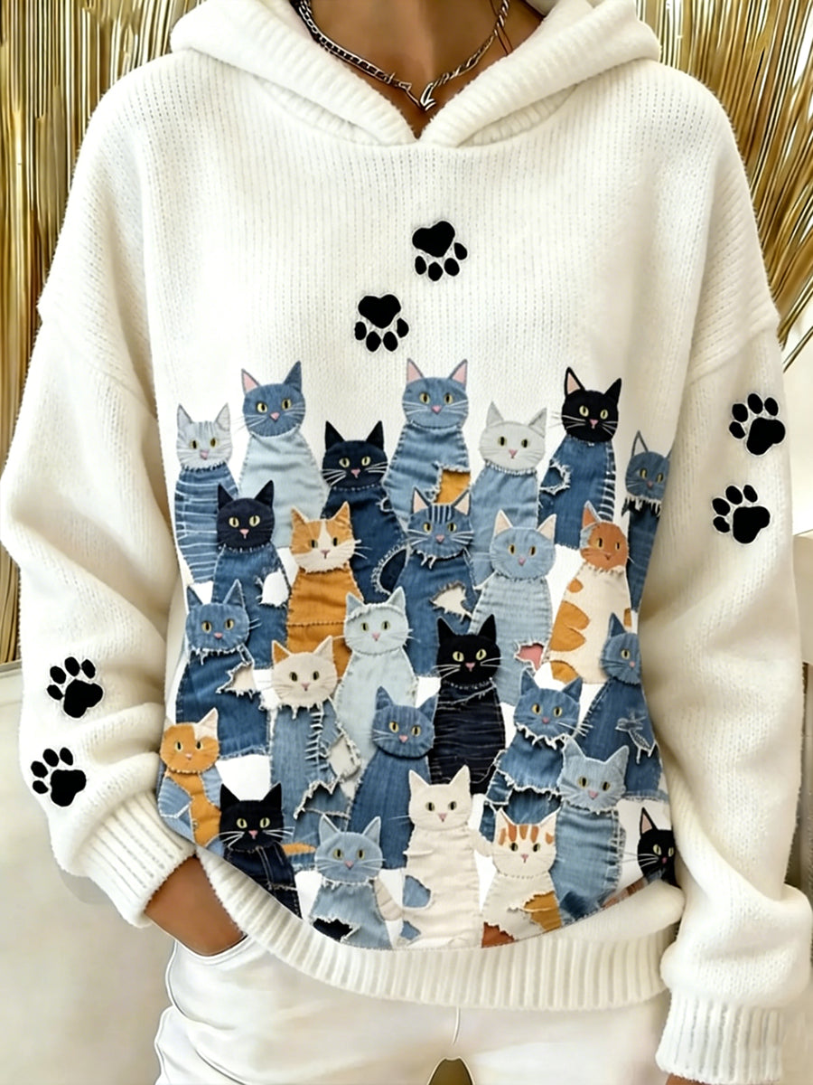 Damski sweter w stylu vintage z nadrukiem zwierzęcym Comfort
