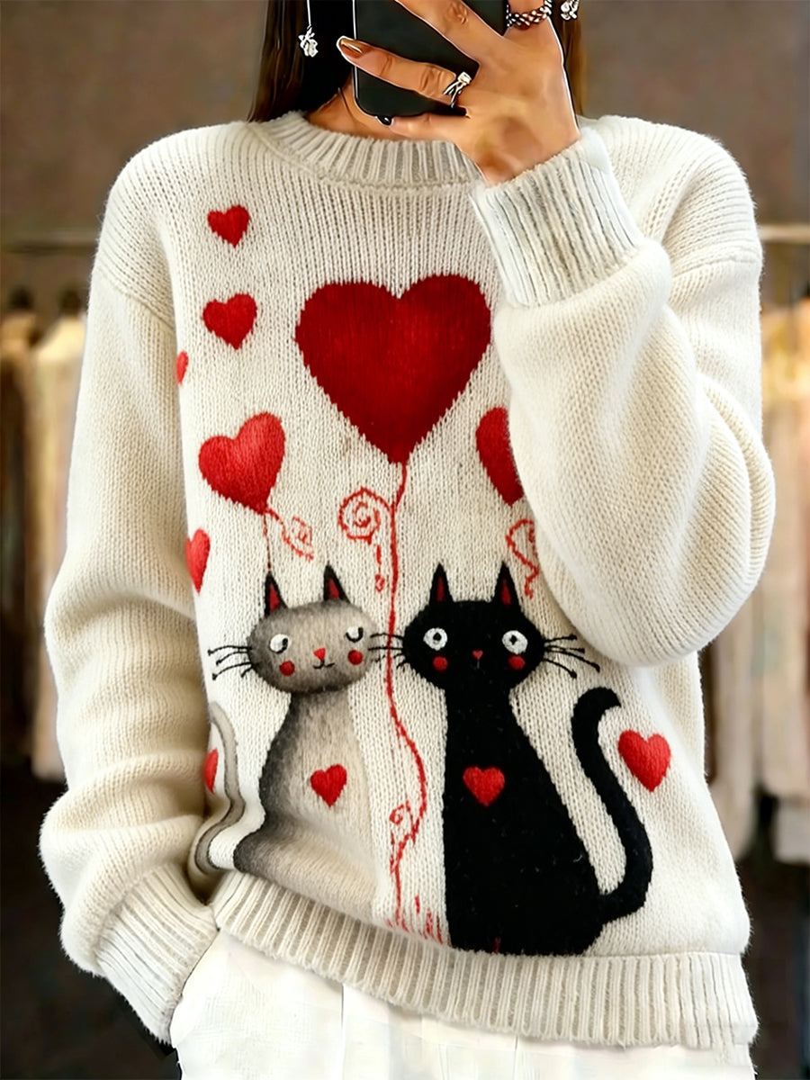 Damski sweter w stylu vintage z motywem zwierzęcym, wygodny i na co dzień