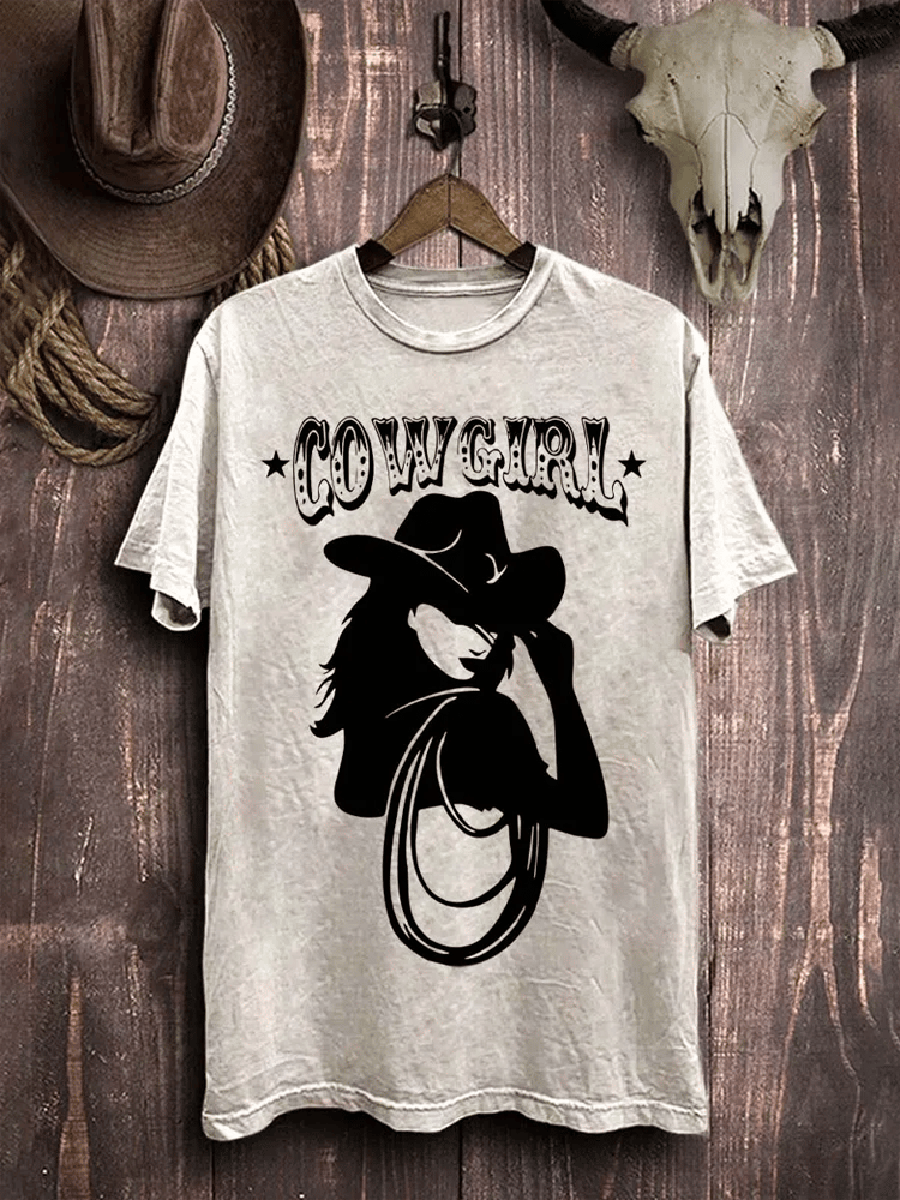 Damska koszulka z nadrukiem Western w stylu vintage