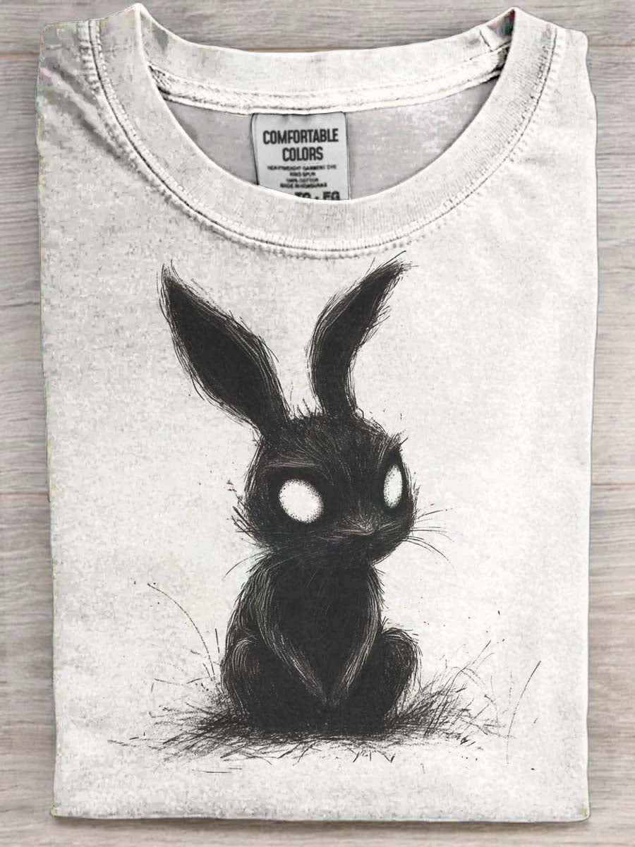 Halloween Rabbit Print Casual Koszulka z krótkim rękawem