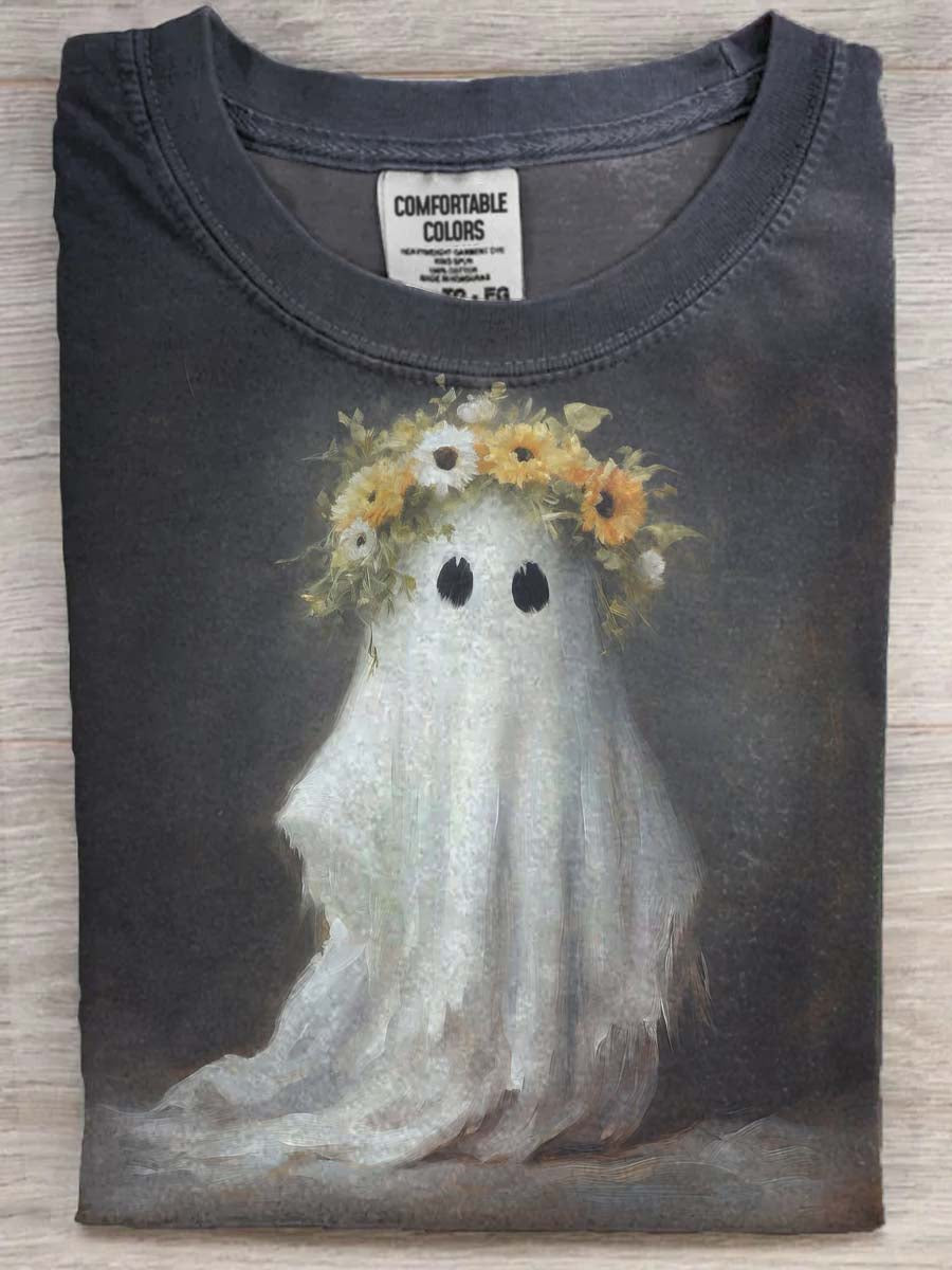 Halloween wieniec Ghost Print Casual Koszulka z krótkim rękawem