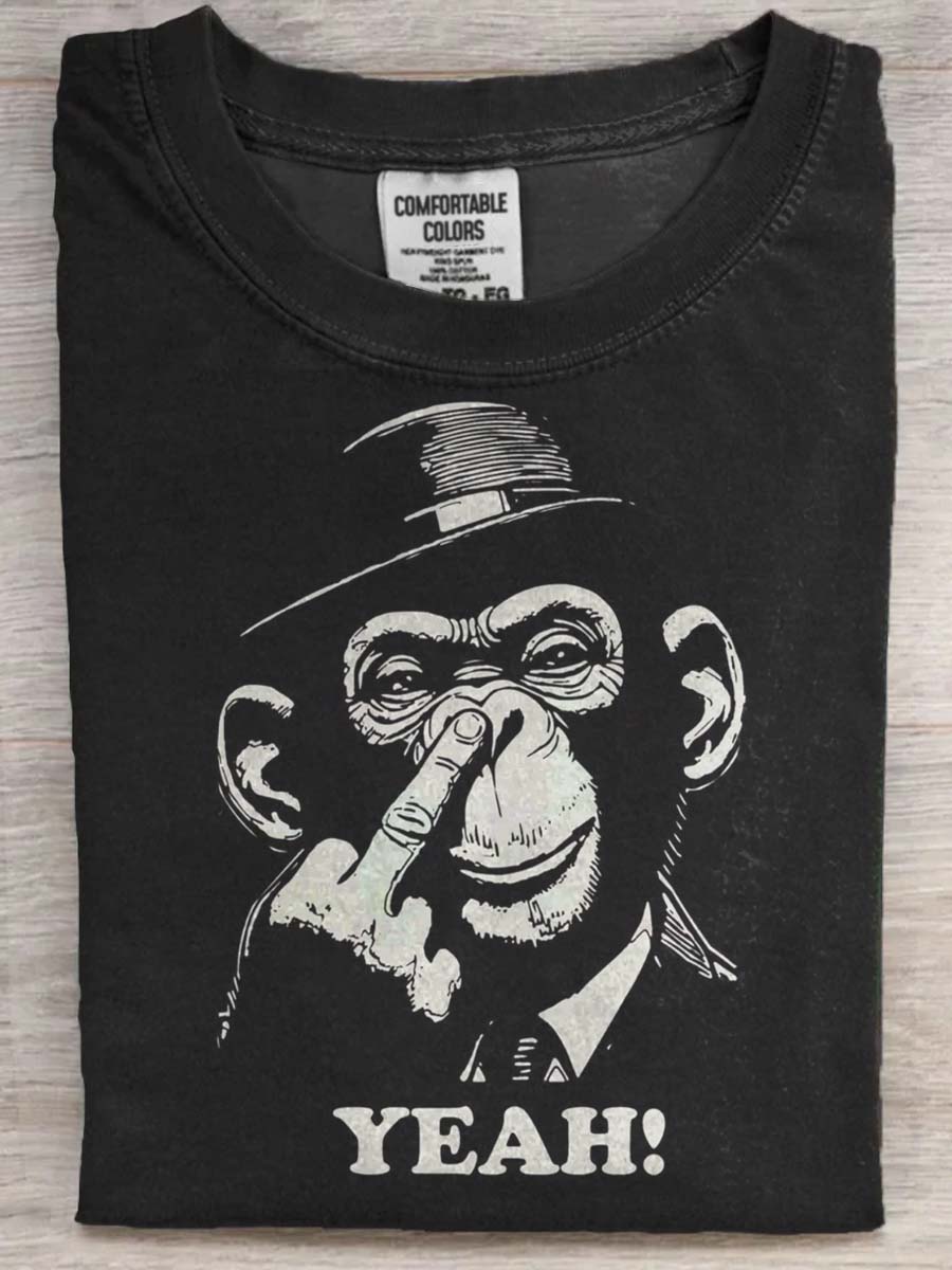 Funny Orangutan Print Casual Koszulka z krótkim rękawem