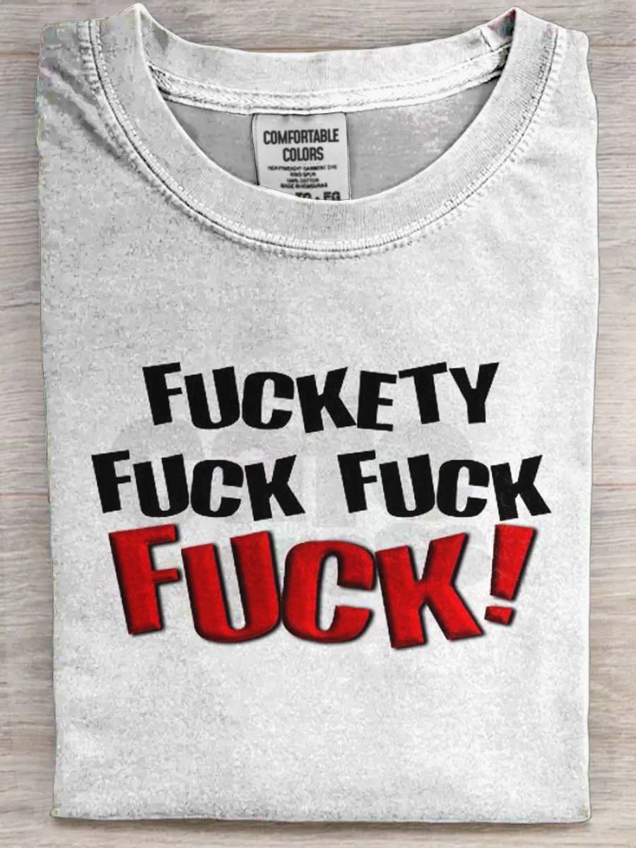 Funny Text Print Casual Koszulka z krótkim rękawem