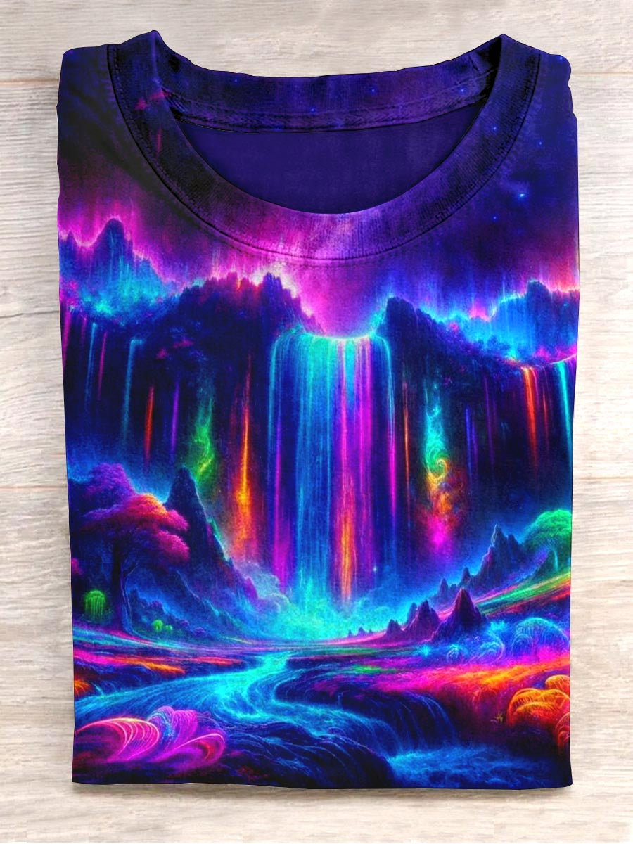 Unisex Kolorowy Fluorescencyjny Wodospad Koszulka z nadrukiem abstrakcyjnym