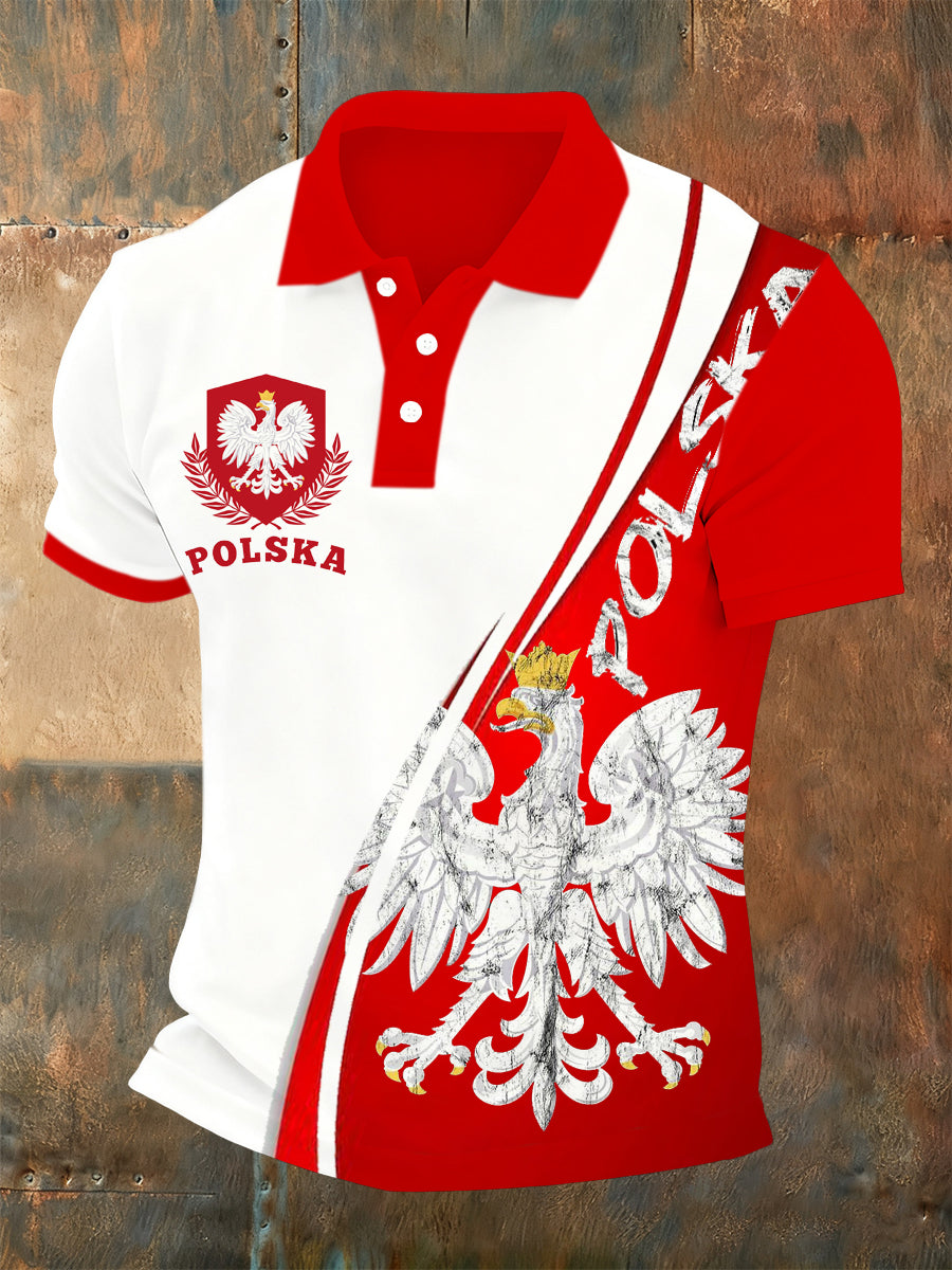 Męska koszulka polo z nadrukiem inspirowana polą