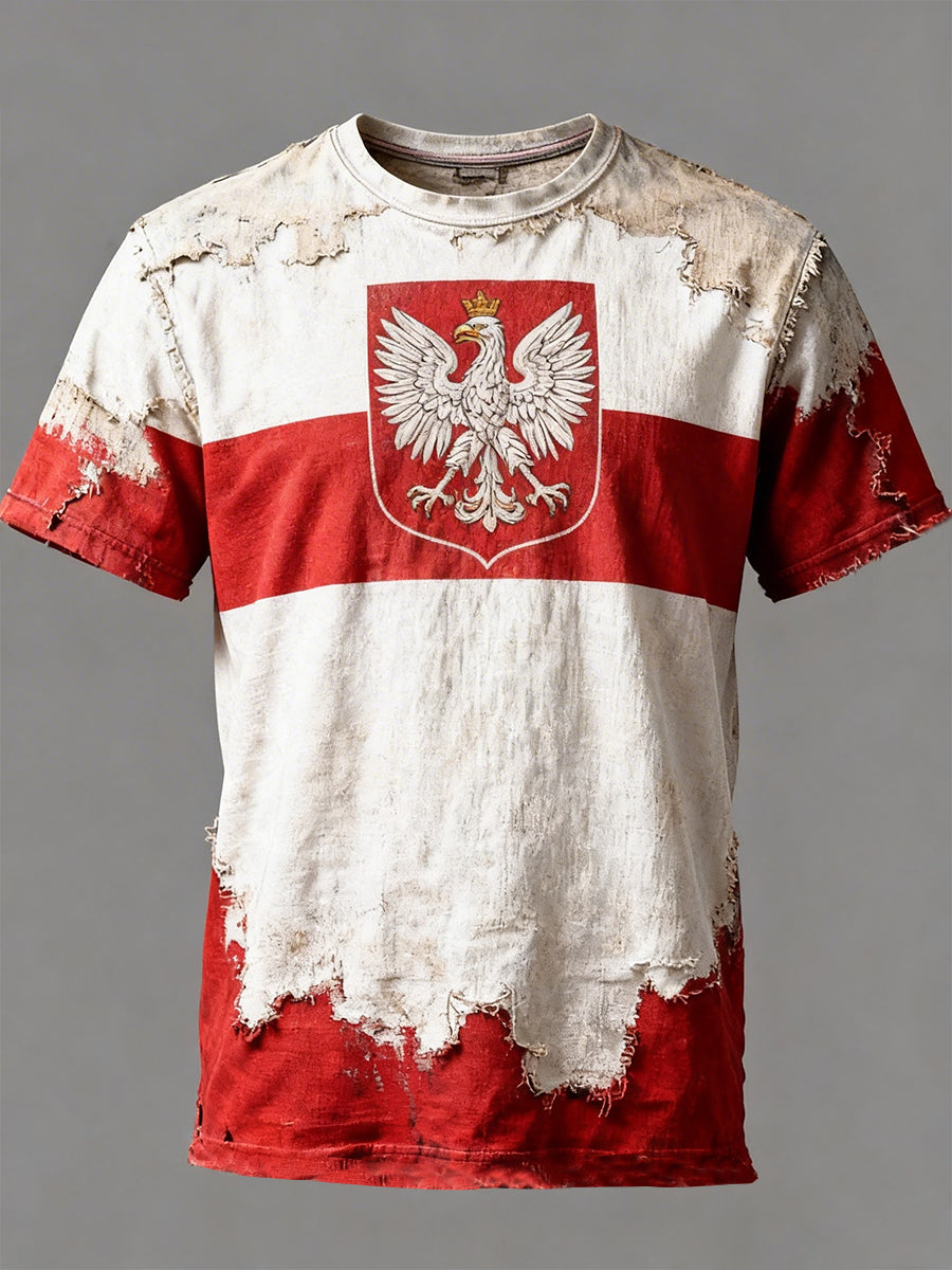 Męski codzienny t-shirt z nadrukiem Polska