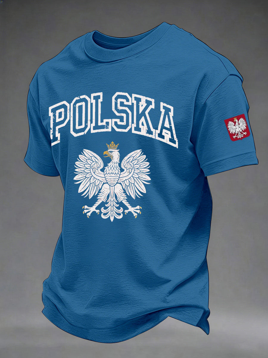 Męski codzienny t-shirt z nadrukiem Polska