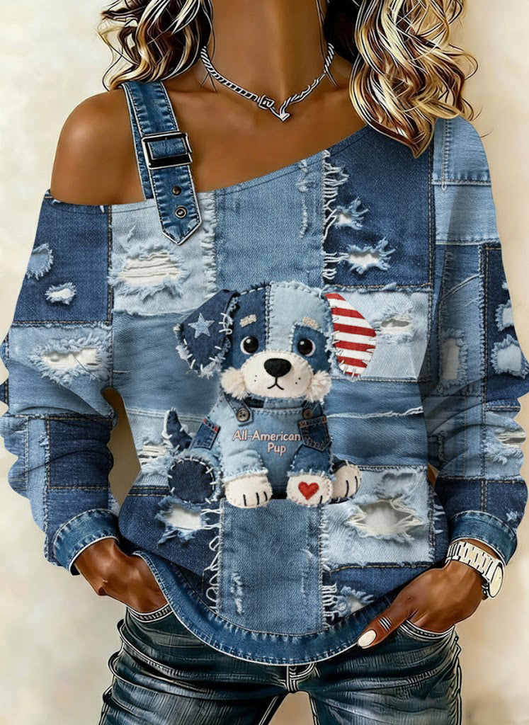 Damska bluza z motywem patchworku w stylu vintage