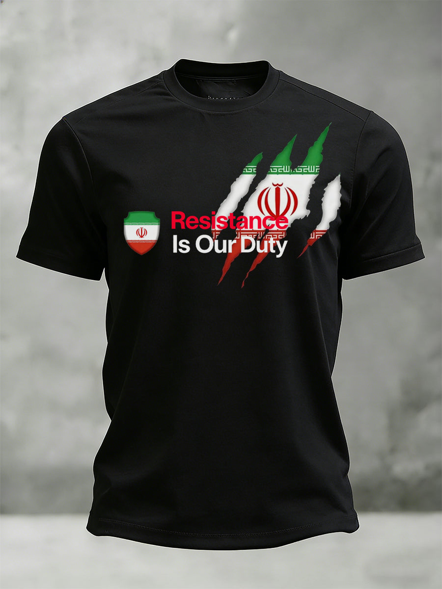 Męska koszulka z nadrukiem o tematyce irańskiej