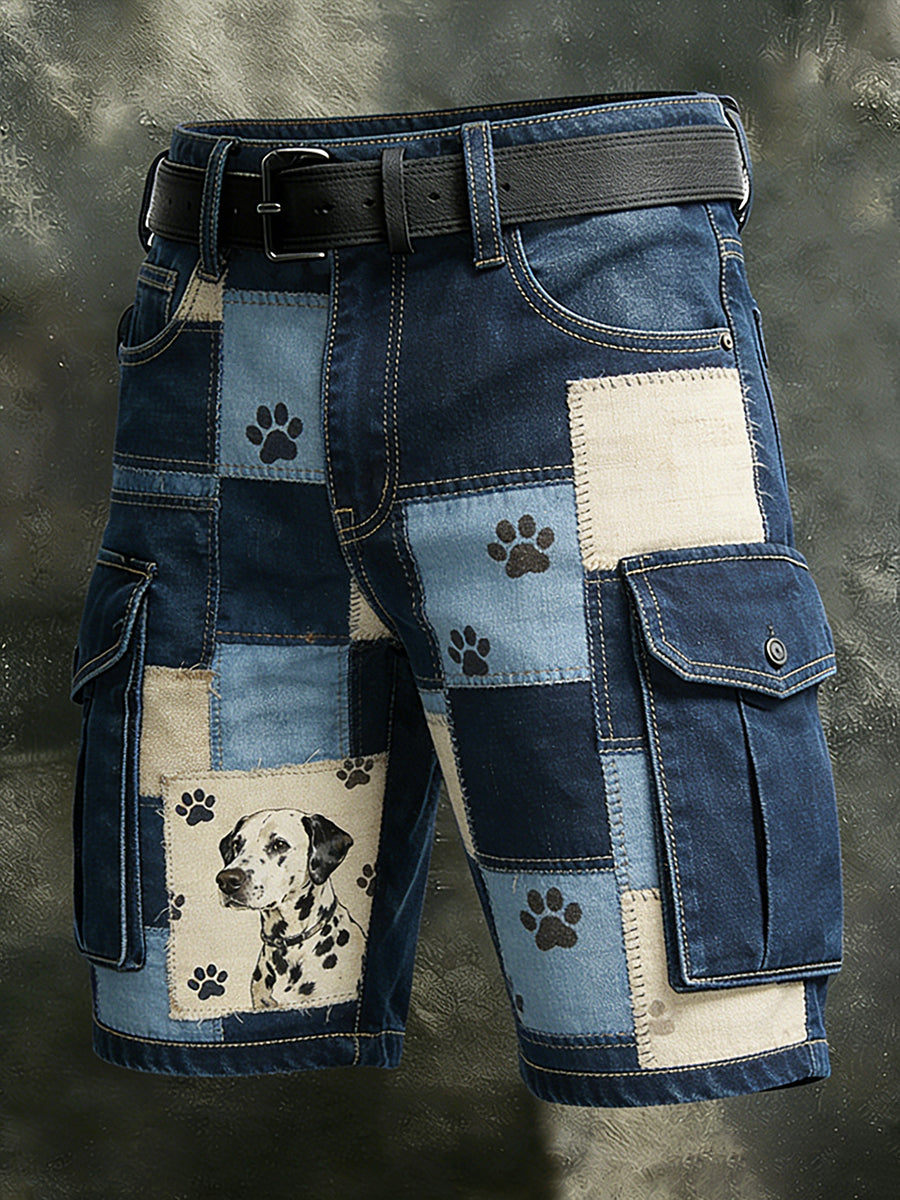 Męskie Vintage Animal Patchwork Print Casual Krótkie Spodnie