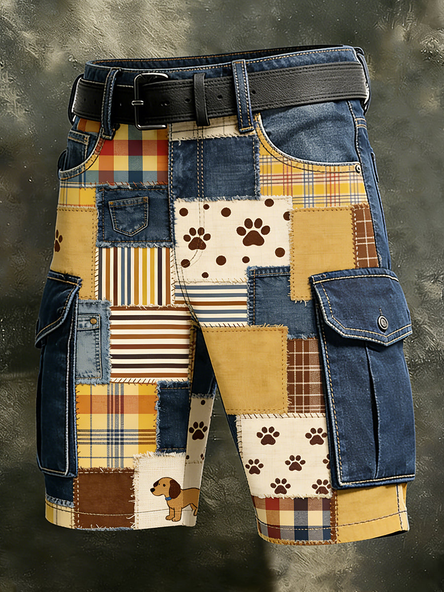 Męskie Vintage Animal Patchwork Print Casual Krótkie Spodnie