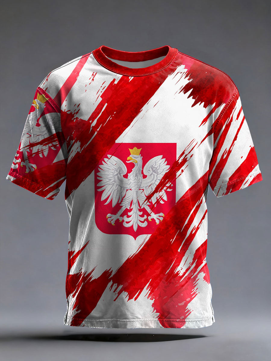 Męski codzienny t-shirt z nadrukiem Polska