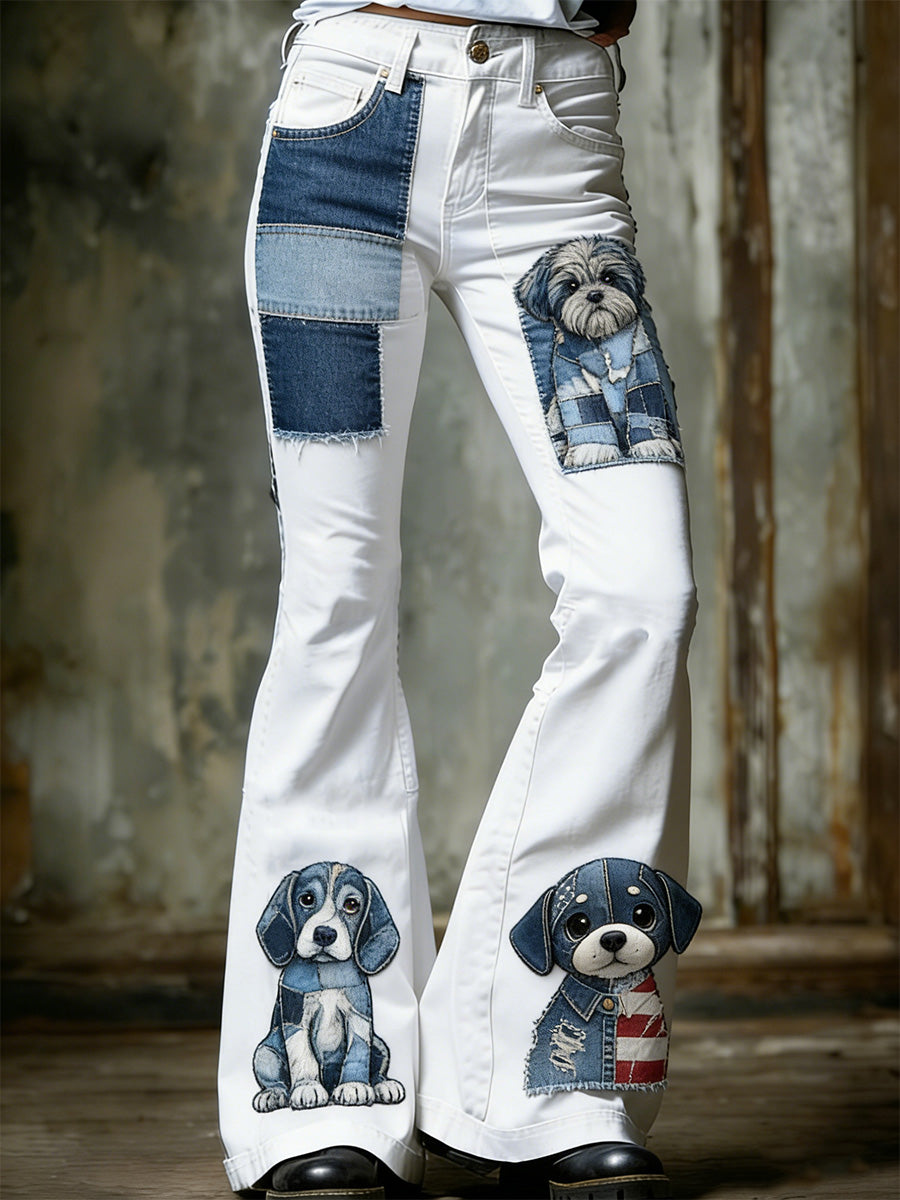 Damskie spodnie z nadrukiem w stylu casual
