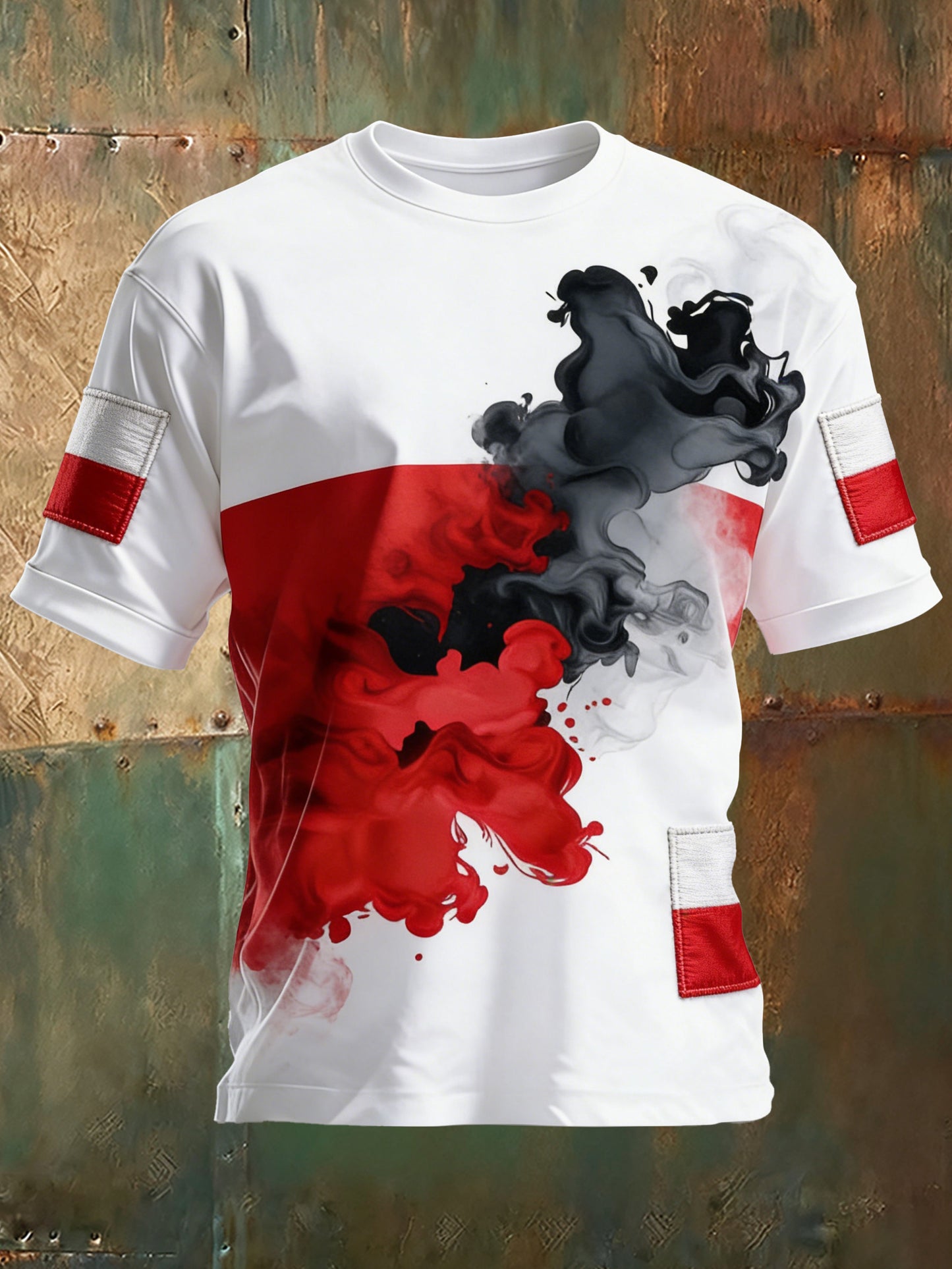 Męski T-shirt z nadrukiem flagi polskiej
