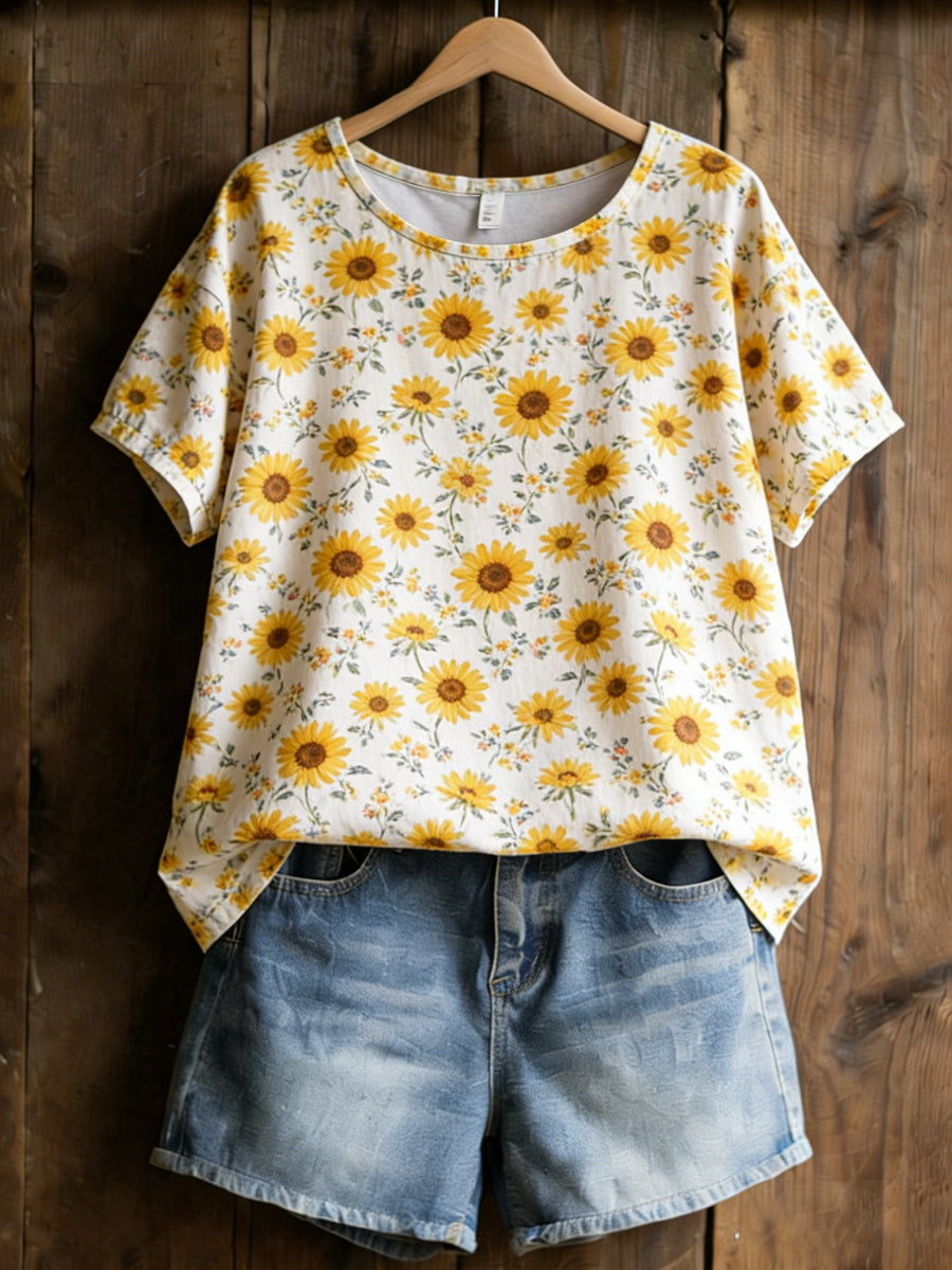 Damskie Rośliny Kwiaty Nadruk Casual T-Shirt