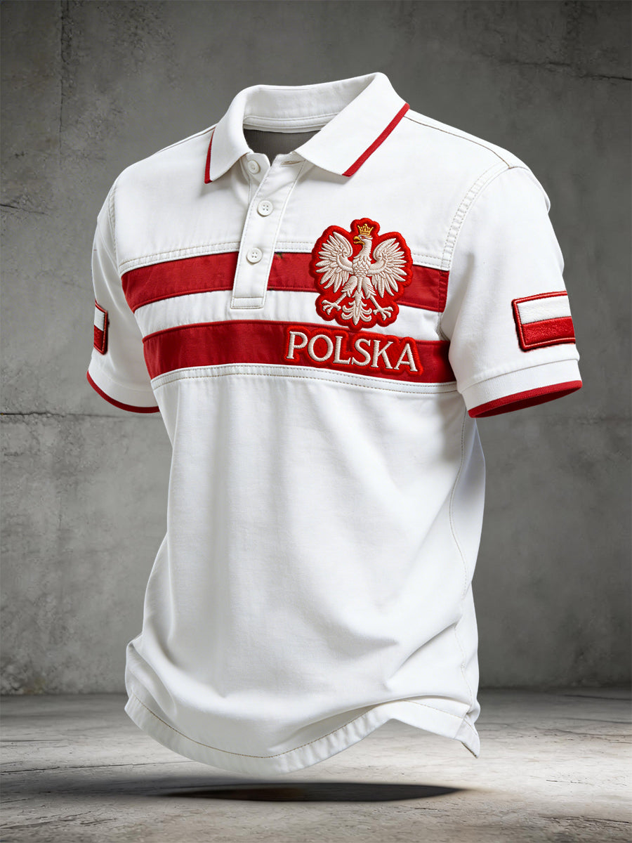 Retro Polski Orzeł w paski Art Casual Koszulka polo