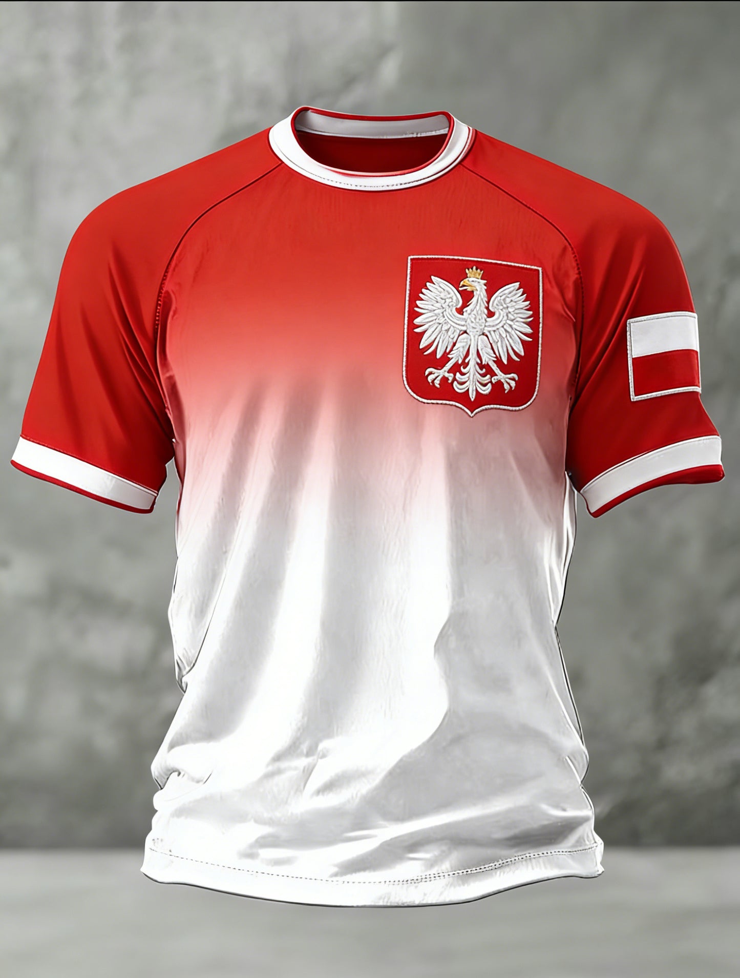 Męski wzór w kolorze polskiej flagi artystycznej Patchwork T-Shirt