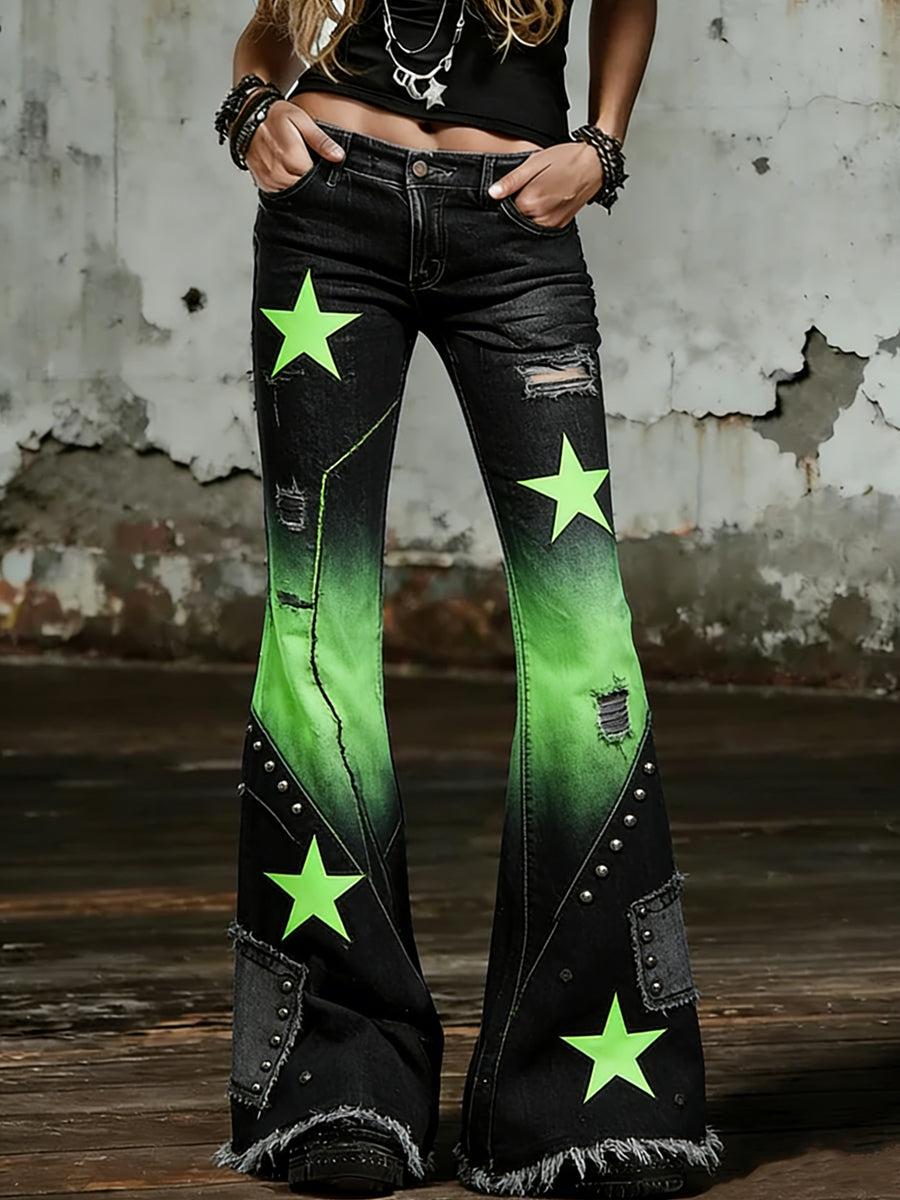 Damskie spodnie z nadrukiem Star Art