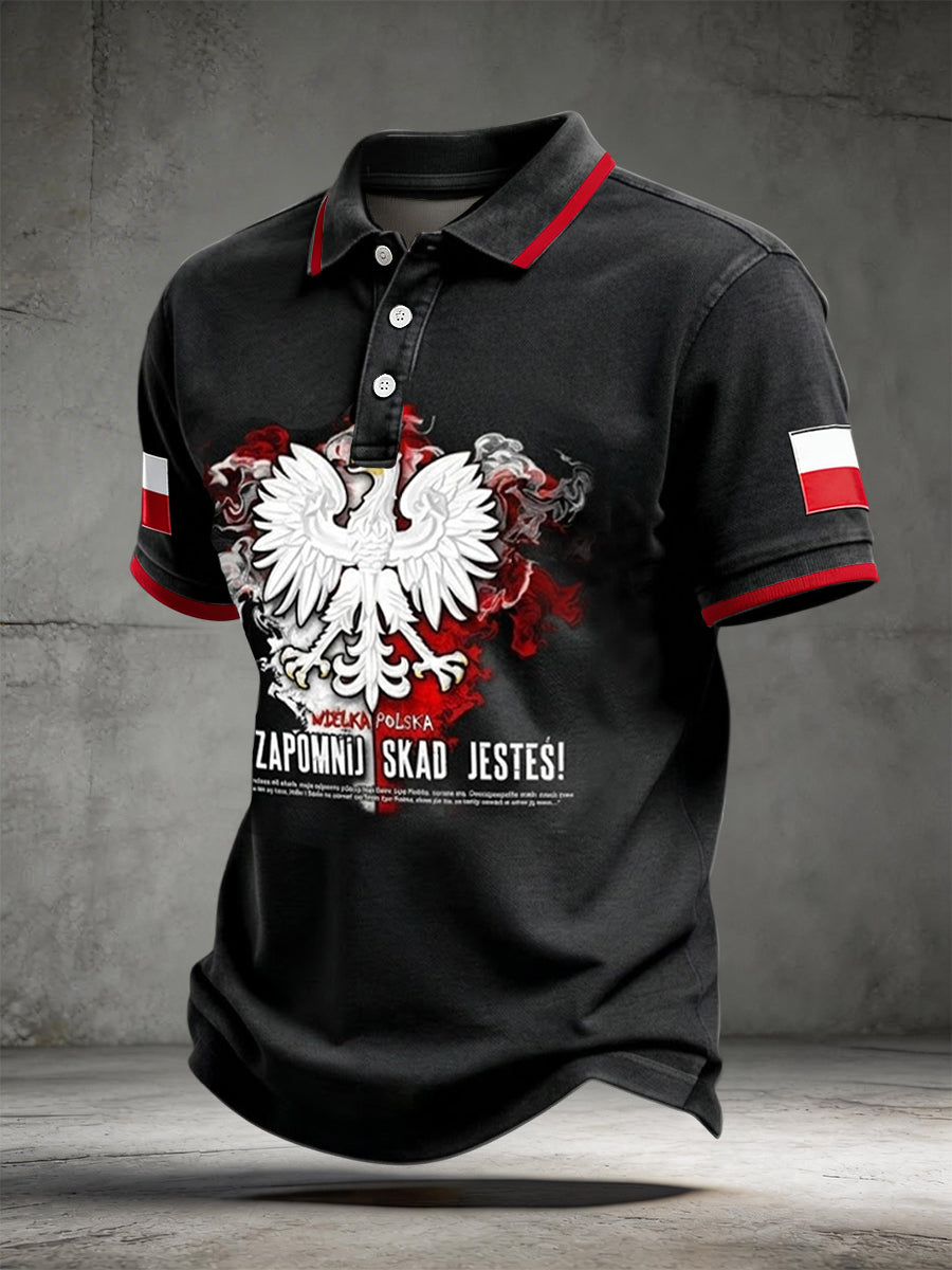 Inspirowana stylem vintage koszulka polo z polskim orłem artystycznym na co dzień