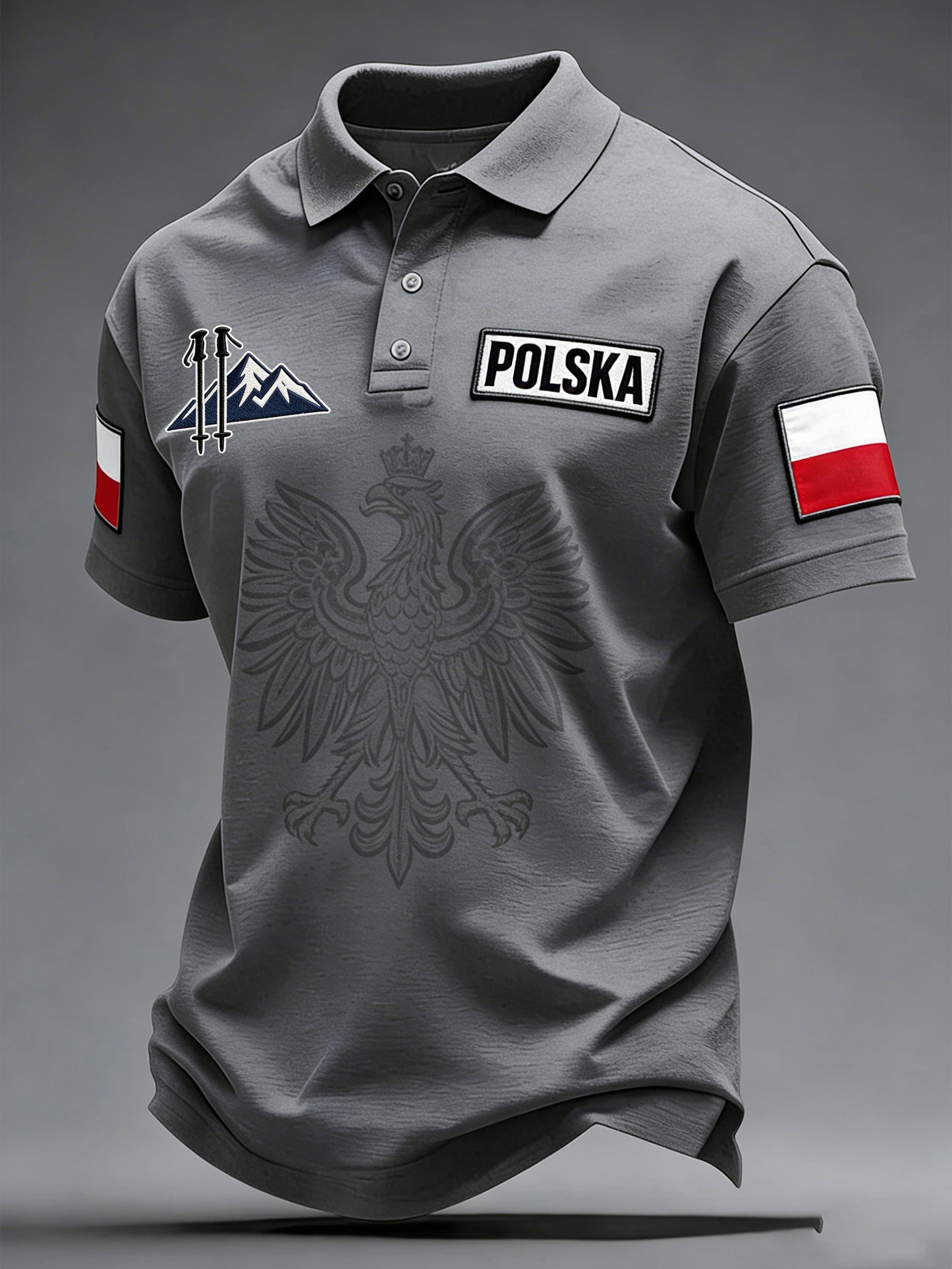 Męski polski nadruk artystyczny rower jazda poza domem śnieg góry Polo