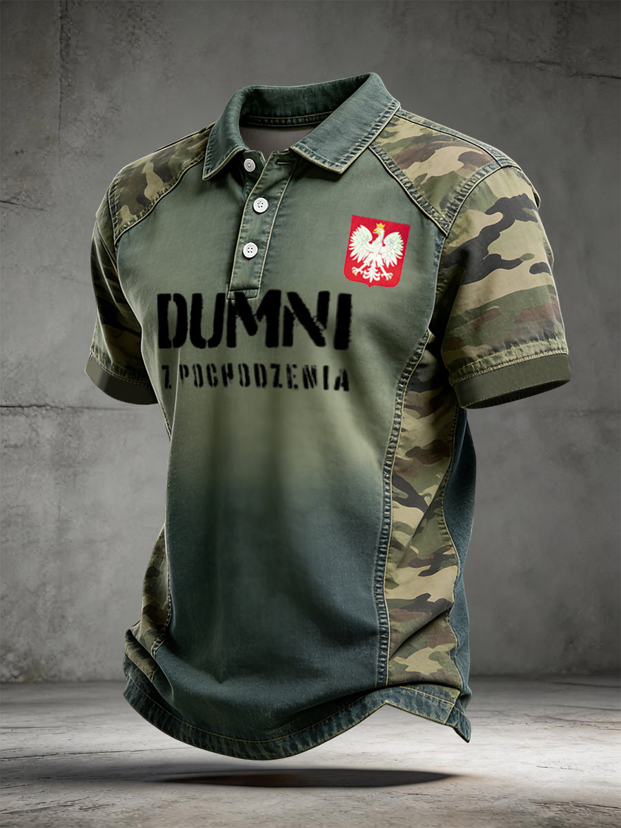 Nieformalna koszulka polo Vintage Polish Eagle Pride Camouflage