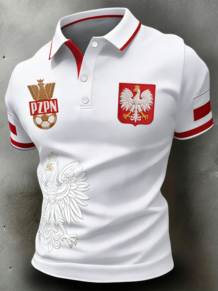 Męska koszulka polo Retro Polski Eagle Soccer Casual