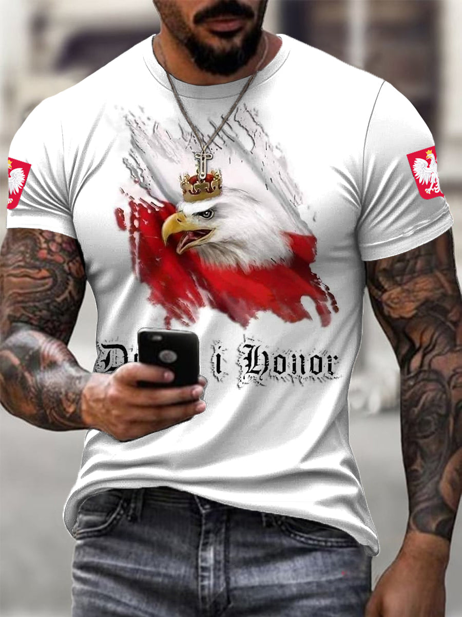 Męskie Retro Polski Orzeł Pride Casual T-Shirt